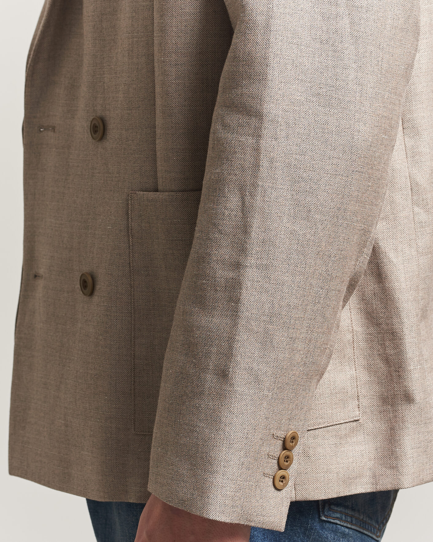Heren | Blazers | NN07 | Jordin Linen/Wool Double Breasted Blazer Khaki Melange