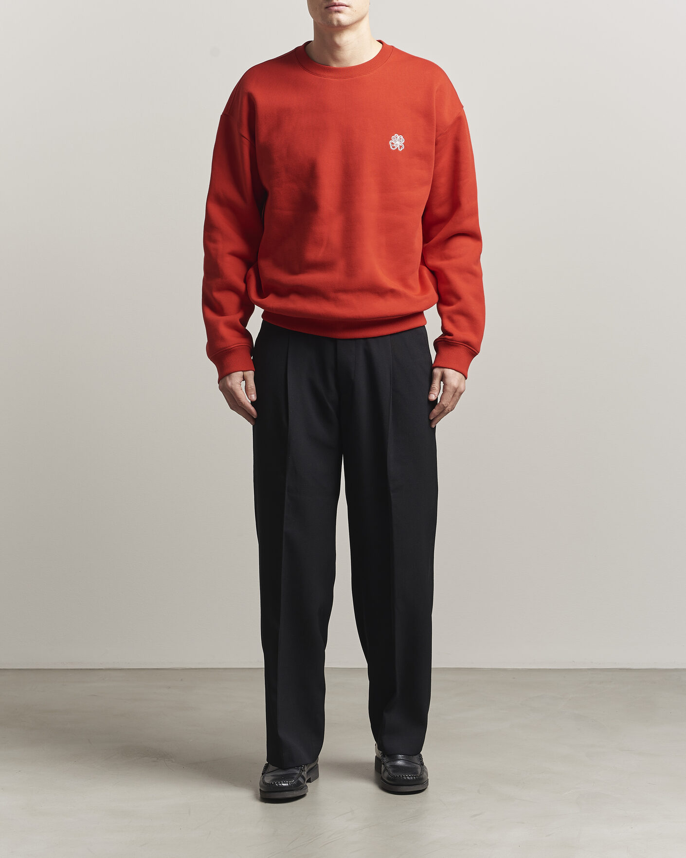 Heren | Truien | NN07 | David Embroidered Crew Neck Sweatshirt Chili Red