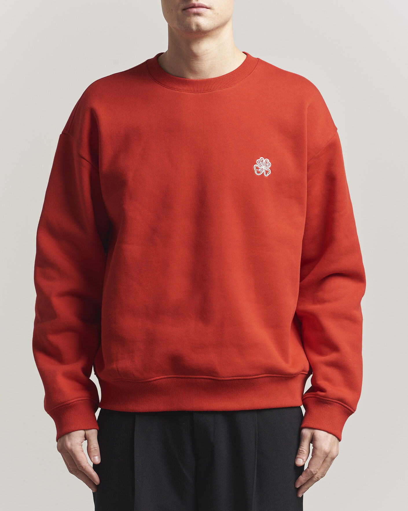 Heren | Truien | NN07 | David Embroidered Crew Neck Sweatshirt Chili Red