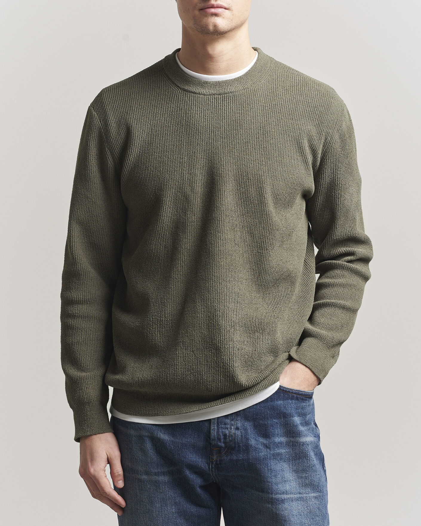 Heren | Truien | NN07 | Danny Knitted Sweater Capers Green