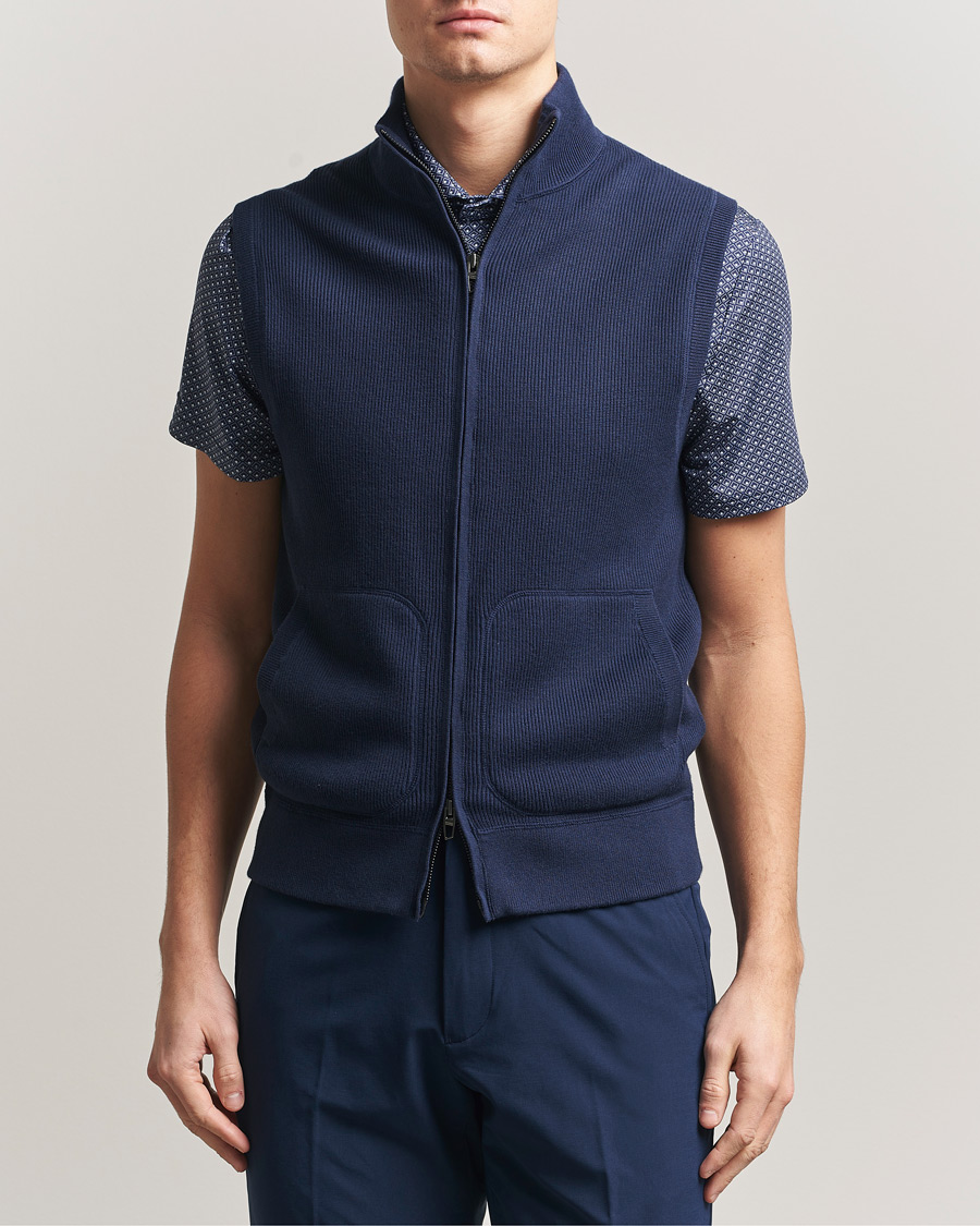 Heren | Gilets | RLX Ralph Lauren | Cotton Coolmax Mockneck Vest Refined Navy