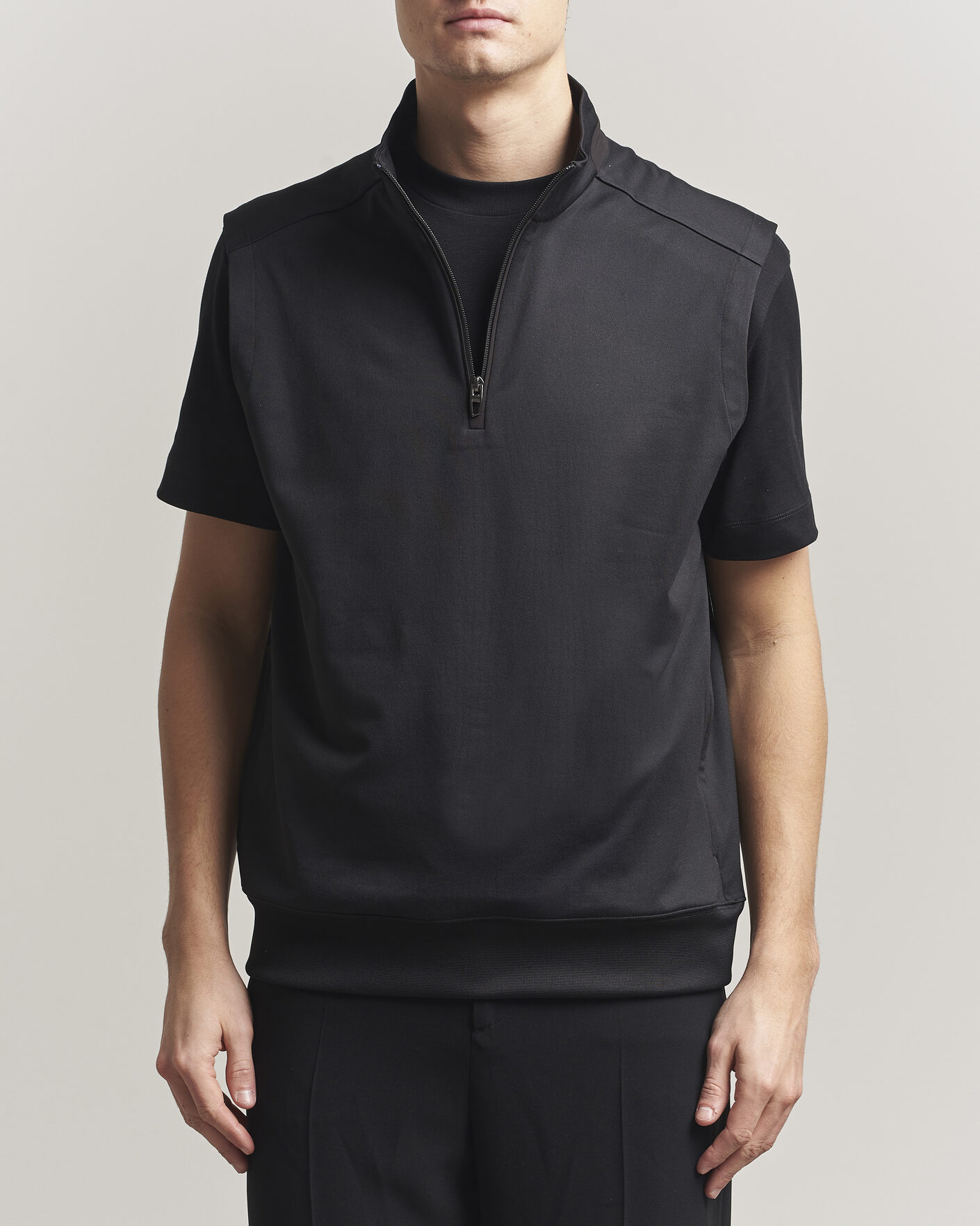 Heren | Gilets | RLX Ralph Lauren | Half-Zip Luxury Jersey Vest Polo Black