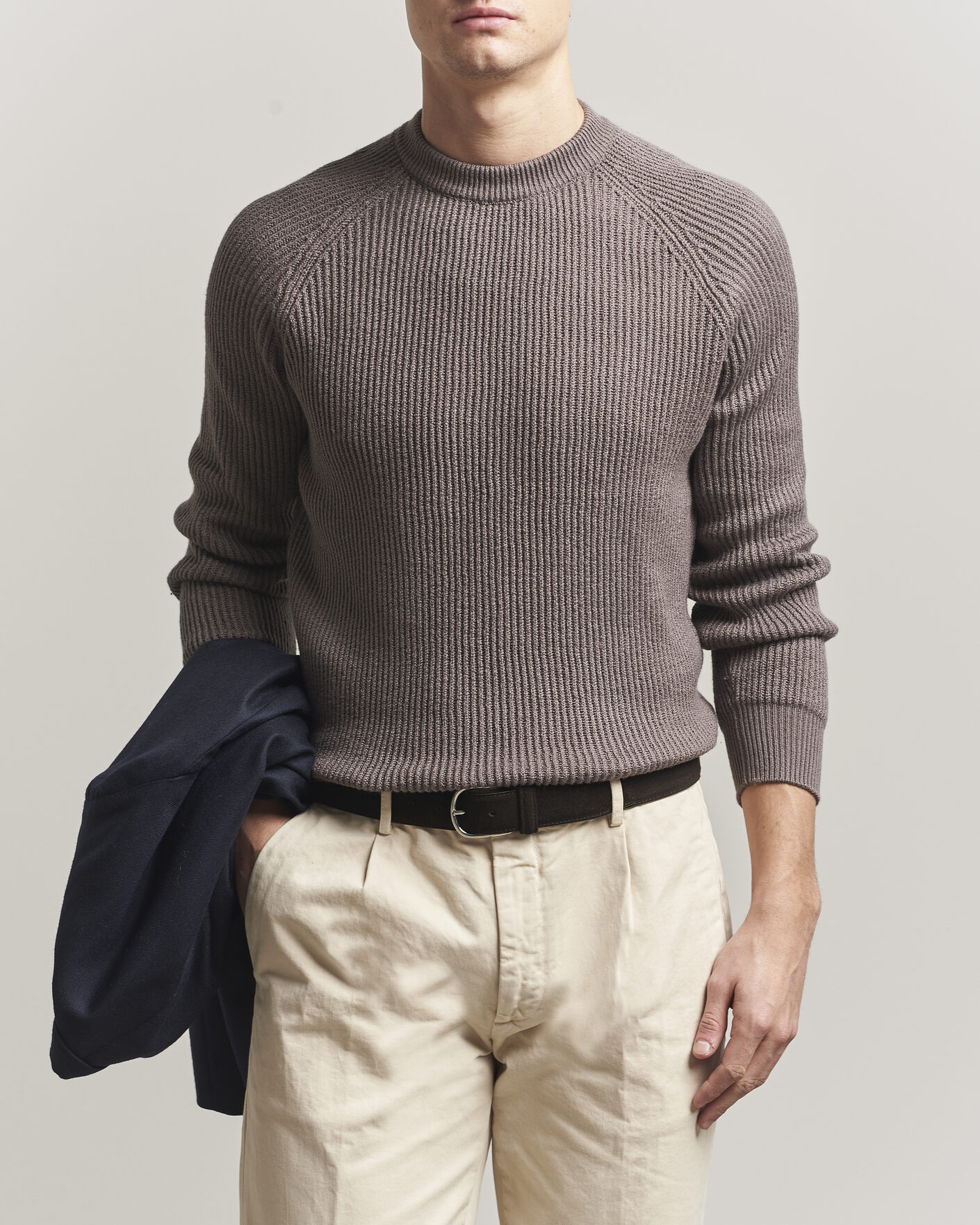 Heren | Truien | Brunello Cucinelli | Heavy Cotton Rib Sweater Light Brown