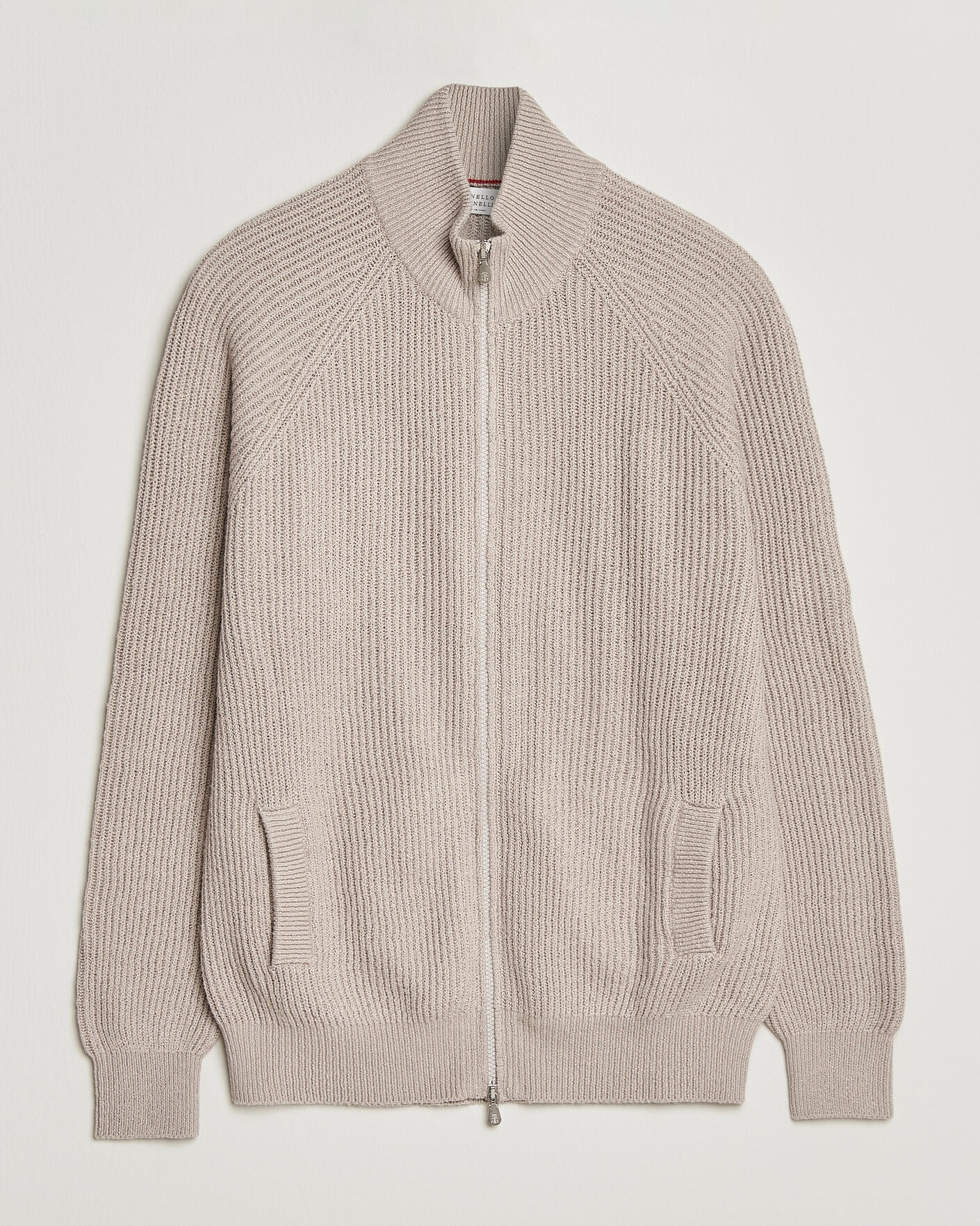 Heren | Truien | Brunello Cucinelli | Heavy Cotton Rib Zip Cardigan Beige