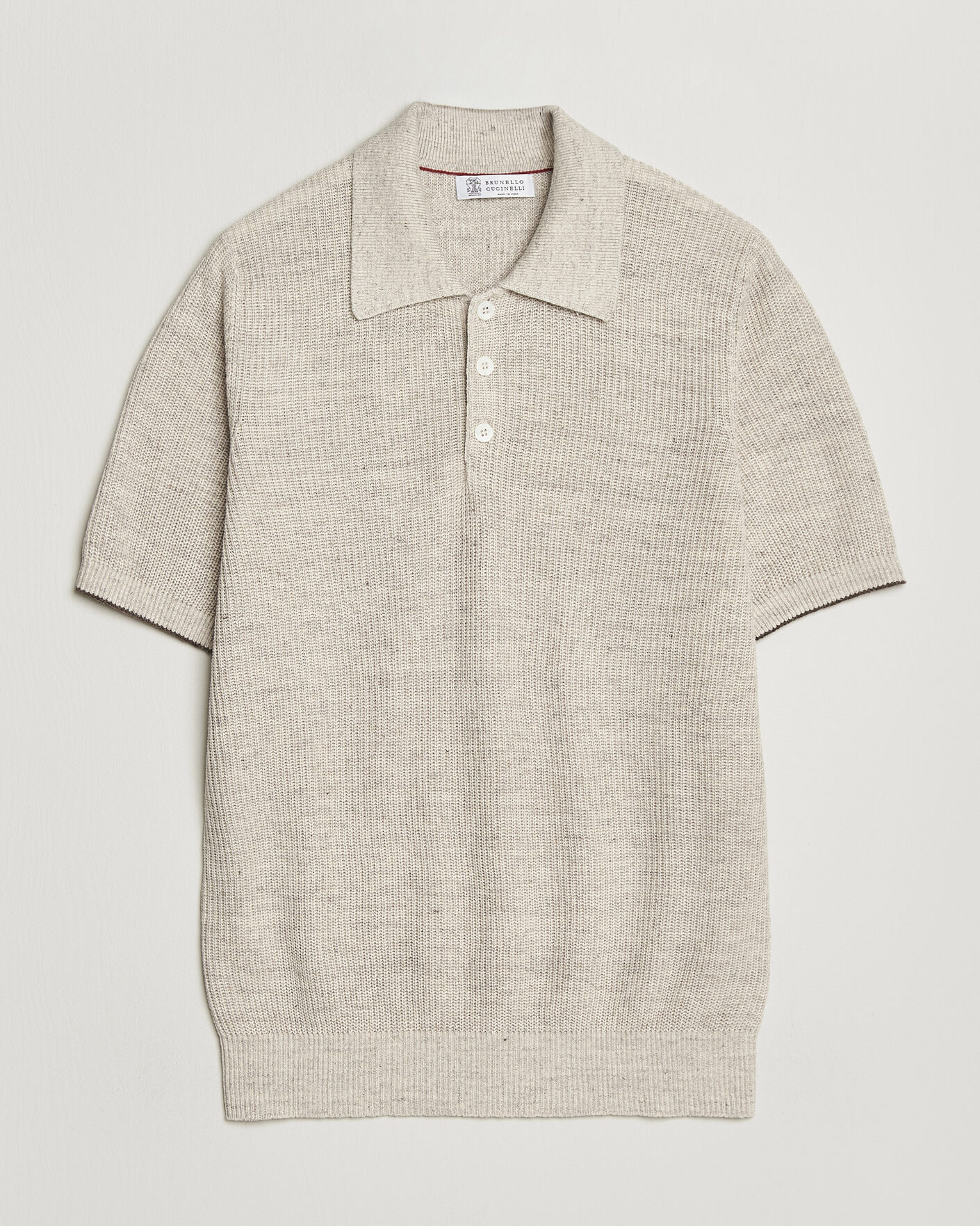 Heren | Polo's | Brunello Cucinelli | Linen Rib Knitted Polo Light Beige