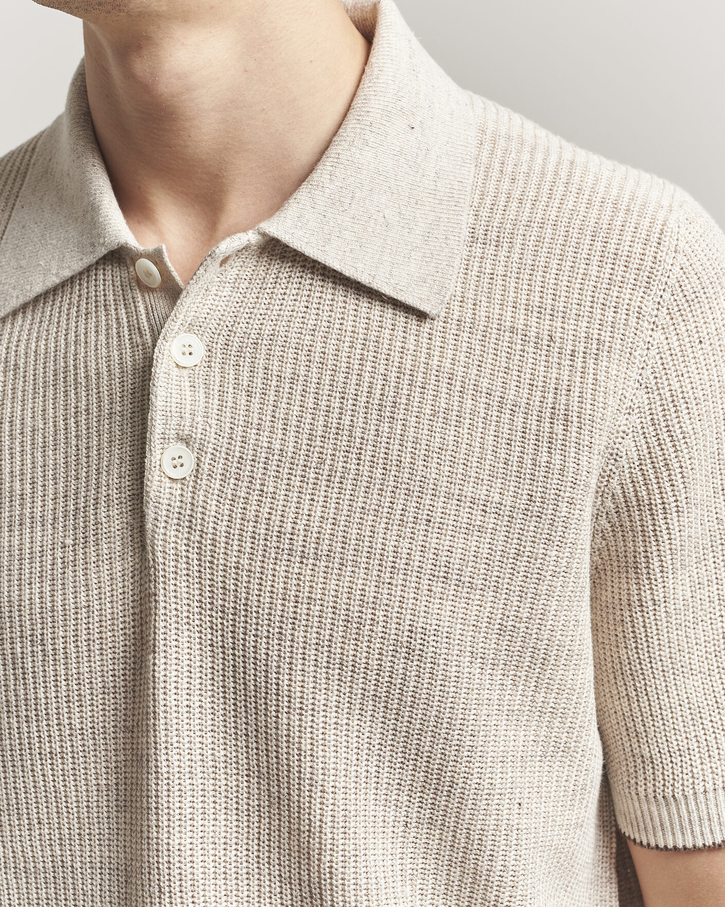 Heren | Polo's | Brunello Cucinelli | Linen Rib Knitted Polo Light Beige