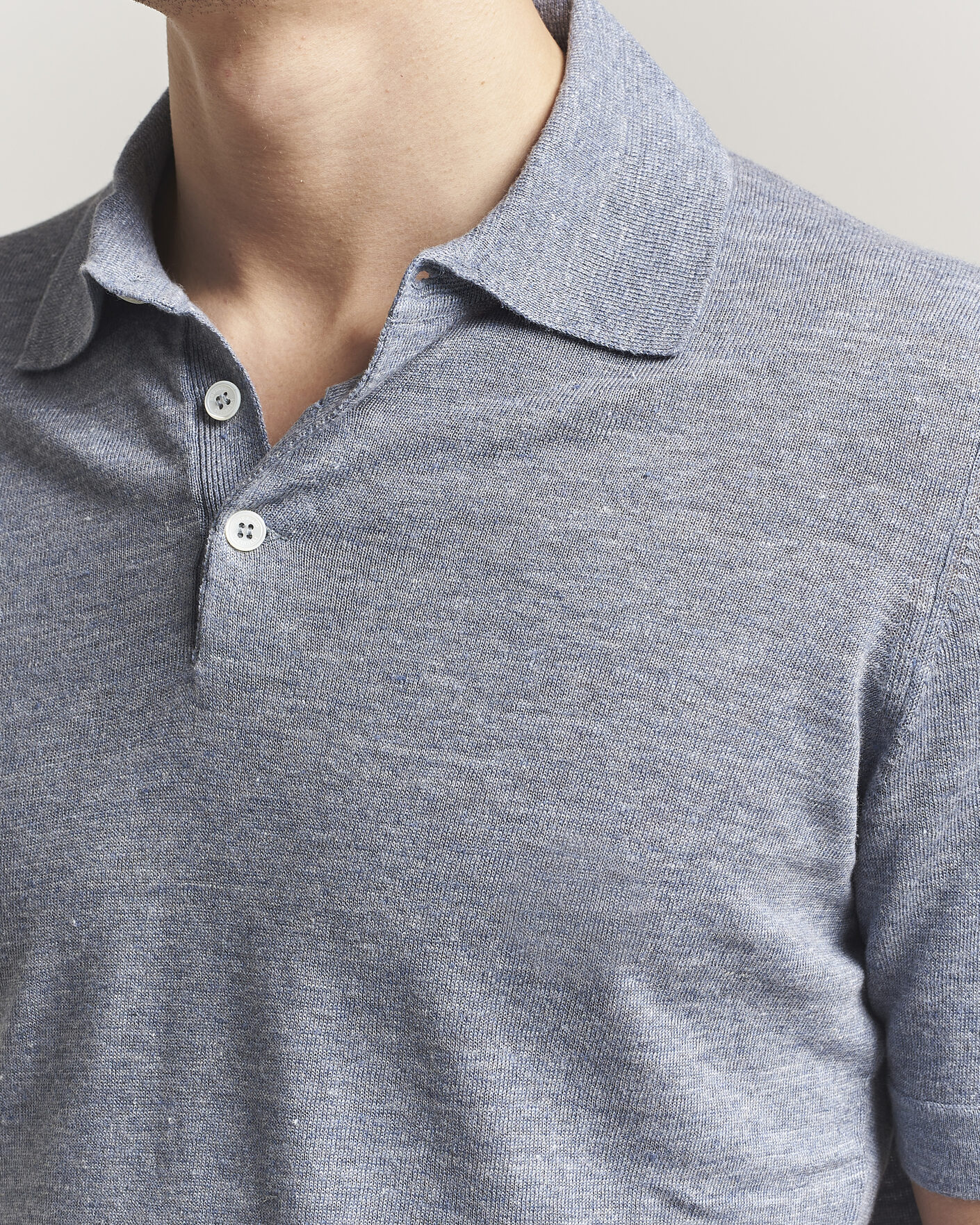 Heren | Polo's | Brunello Cucinelli | Linen Knitted Polo Light Blue