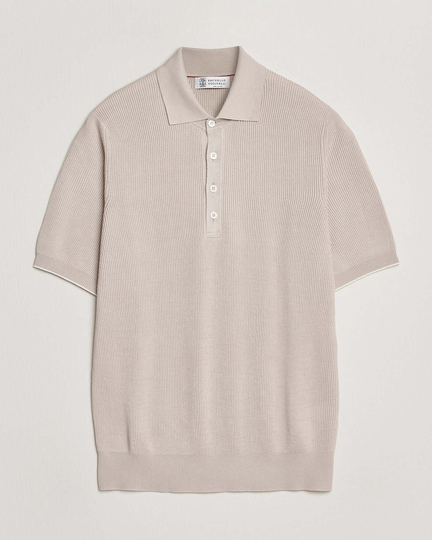 Heren | Polo's | Brunello Cucinelli | Cotton Rib Knitted Polo Light Beige