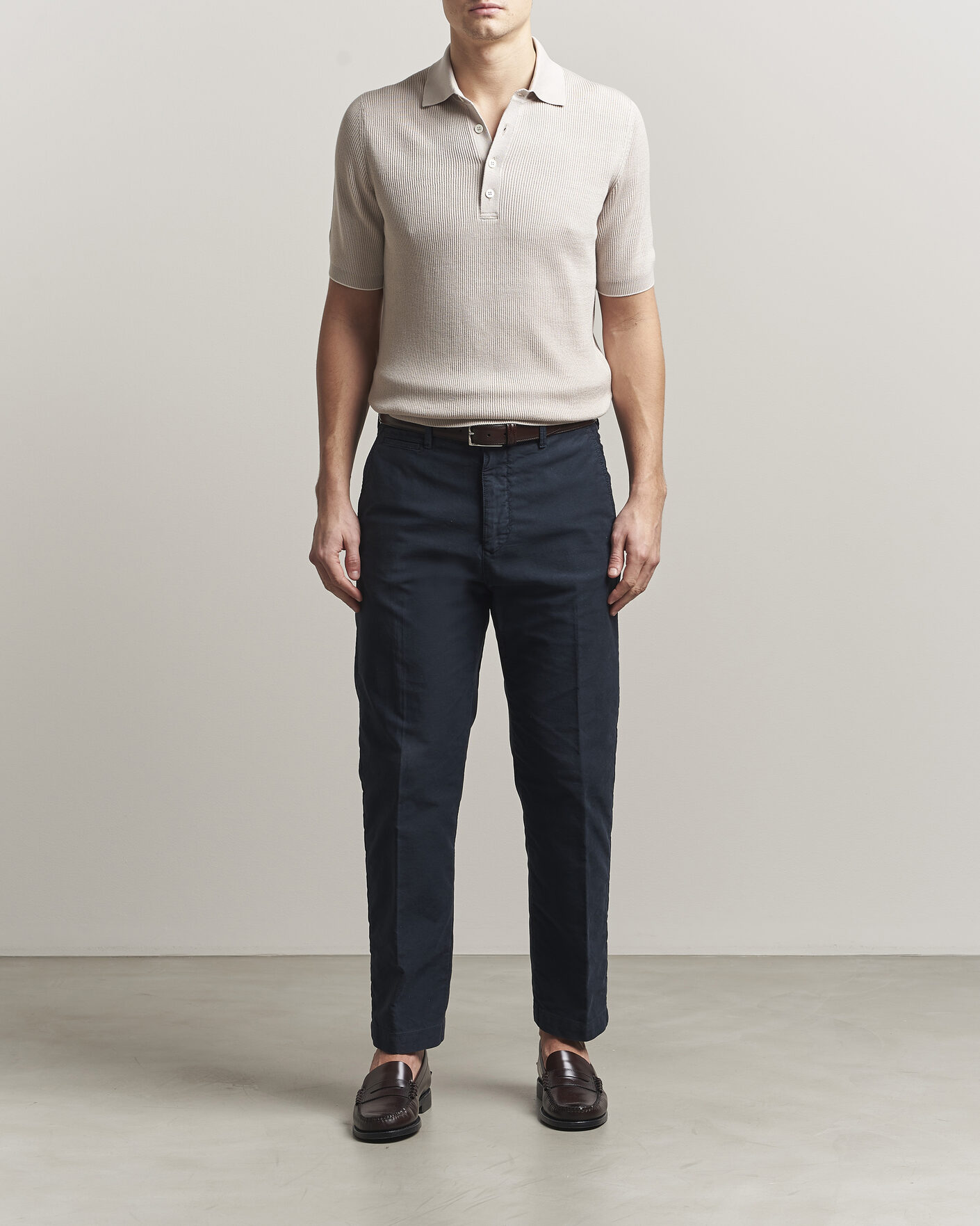 Heren | Polo's | Brunello Cucinelli | Cotton Rib Knitted Polo Light Beige