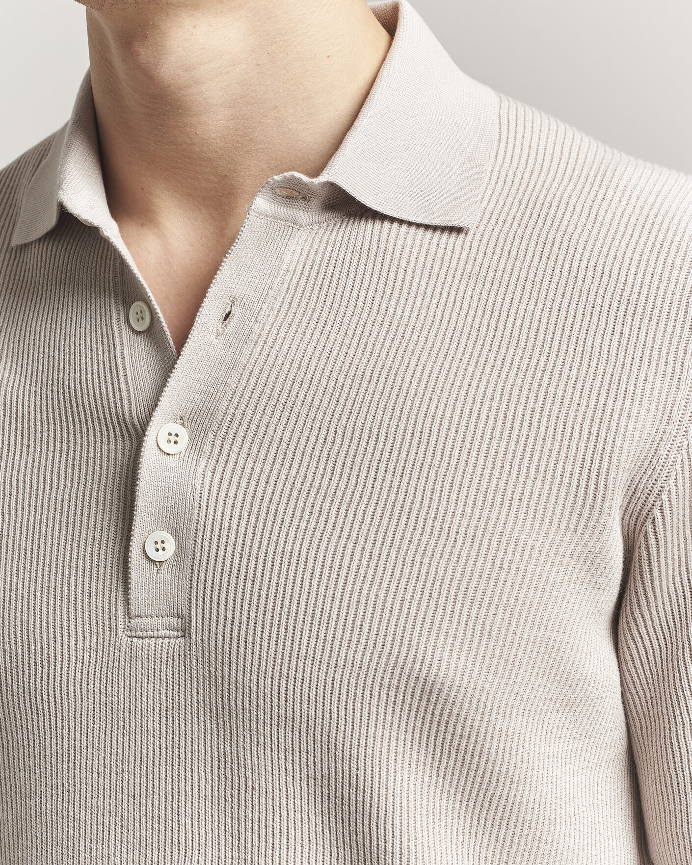 Heren | Polo's | Brunello Cucinelli | Cotton Rib Knitted Polo Light Beige