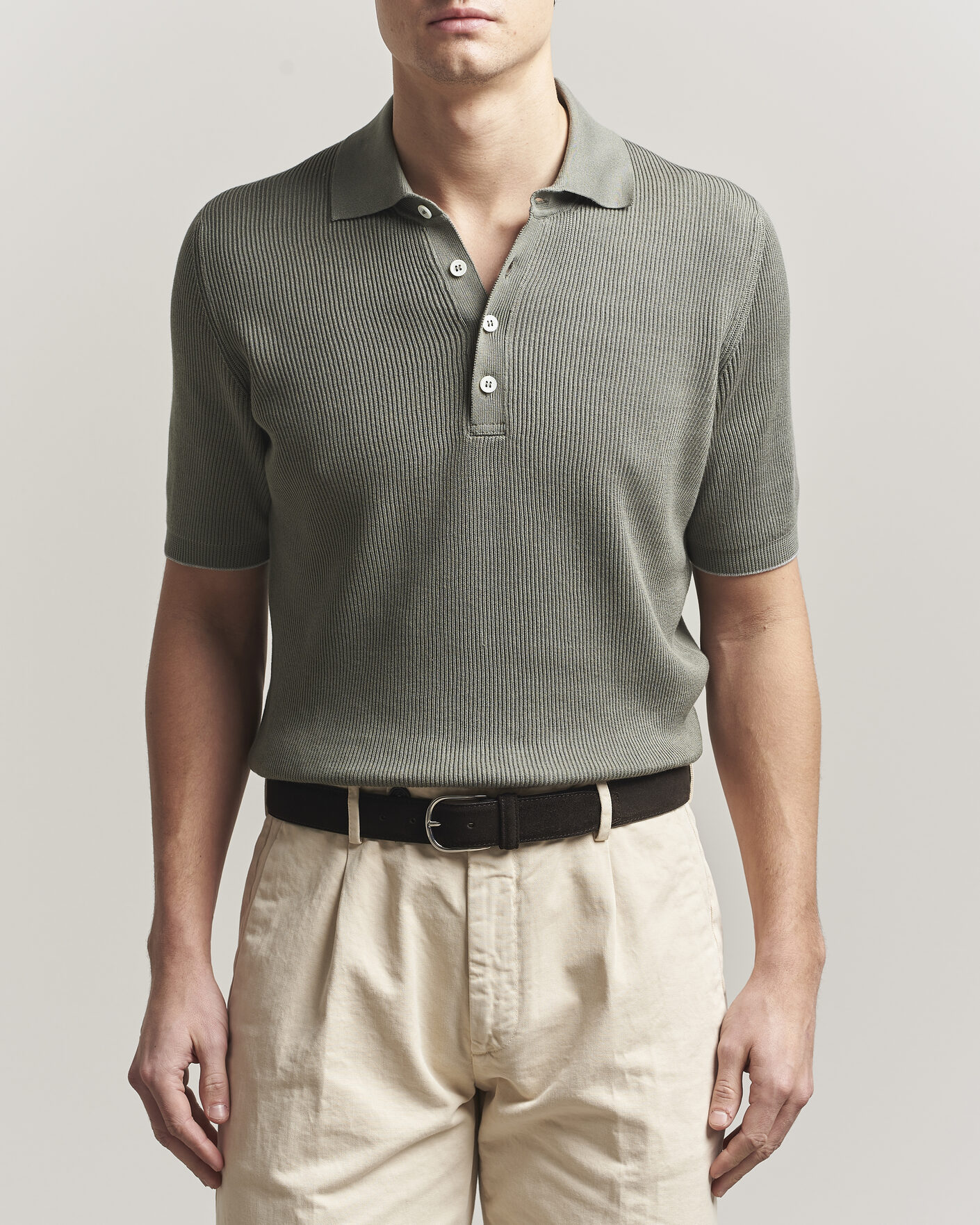 Heren | Polo's | Brunello Cucinelli | Cotton Rib Knitted Polo Olive