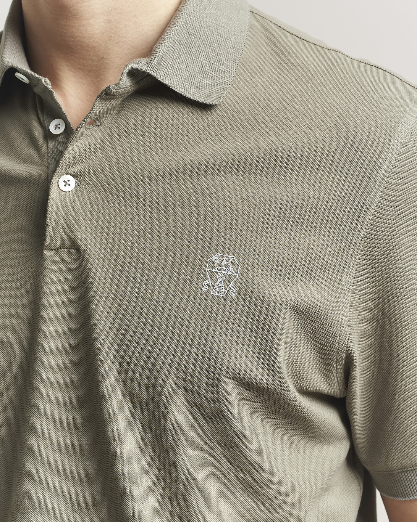 Heren | Polo's | Brunello Cucinelli | Short Sleeve Logo Polo Olive