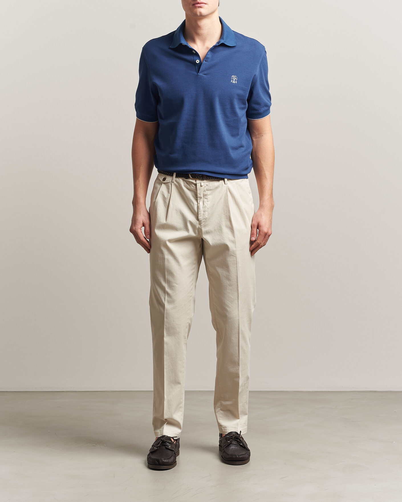 Heren | Polo's | Brunello Cucinelli | Short Sleeve Logo Polo Blue