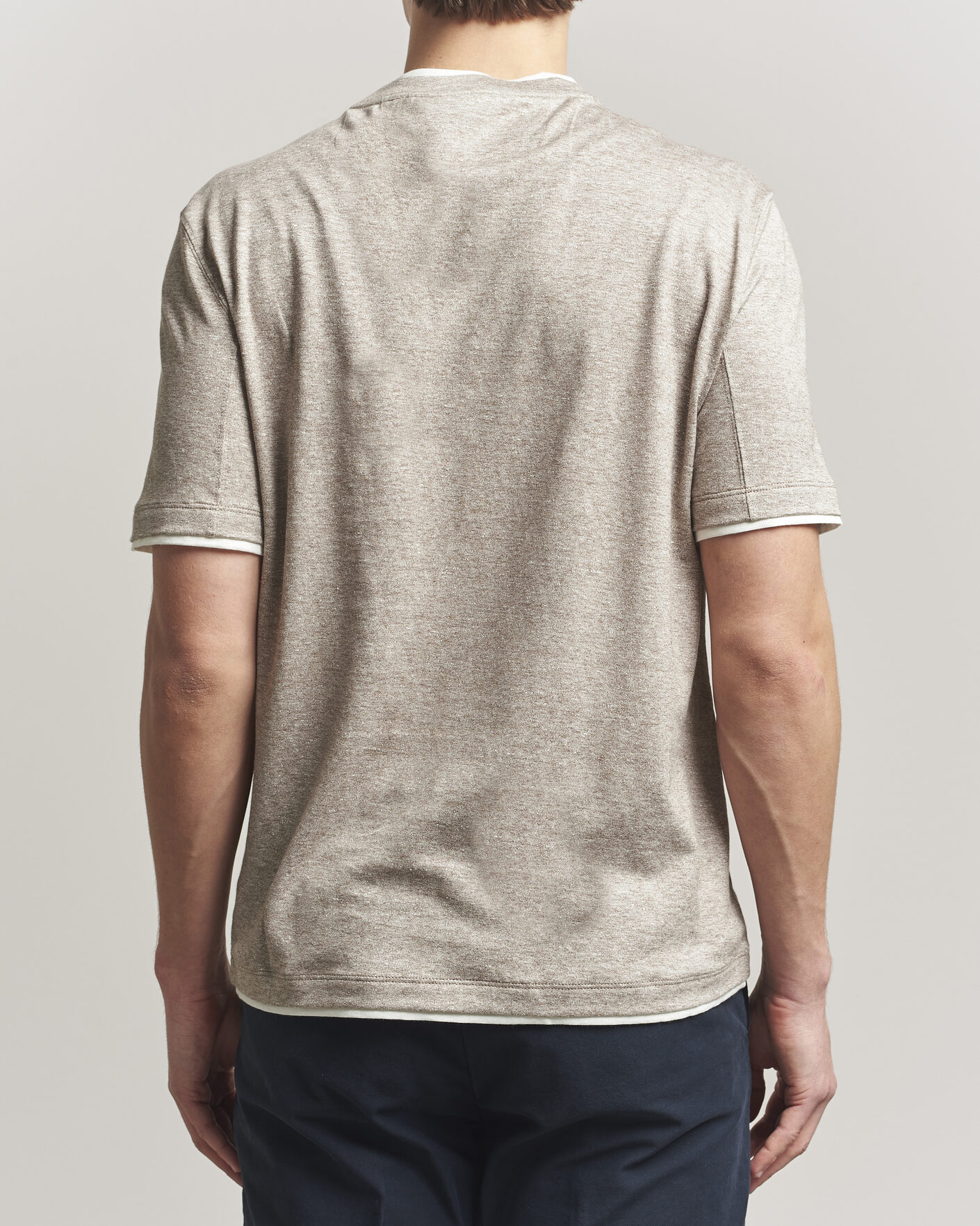 Heren | T-shirts | Brunello Cucinelli | Double Collar Linen T-Shirt Brown