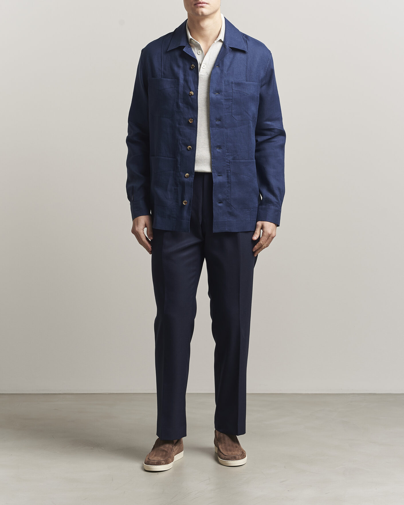Heren | Overhemden | Brunello Cucinelli | Linen Shirt Jacket Navy