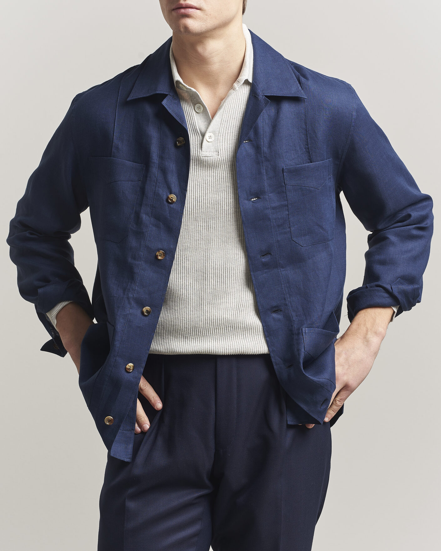 Heren | Overhemden | Brunello Cucinelli | Linen Shirt Jacket Navy