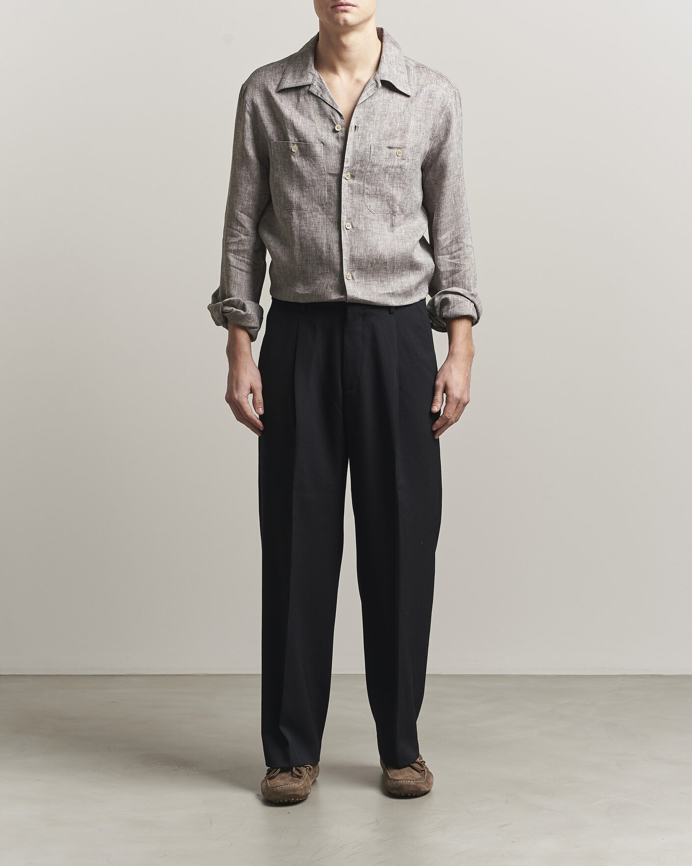 Heren | Overhemden | Brunello Cucinelli | Linen Double Pocket Camp Shirt Brown