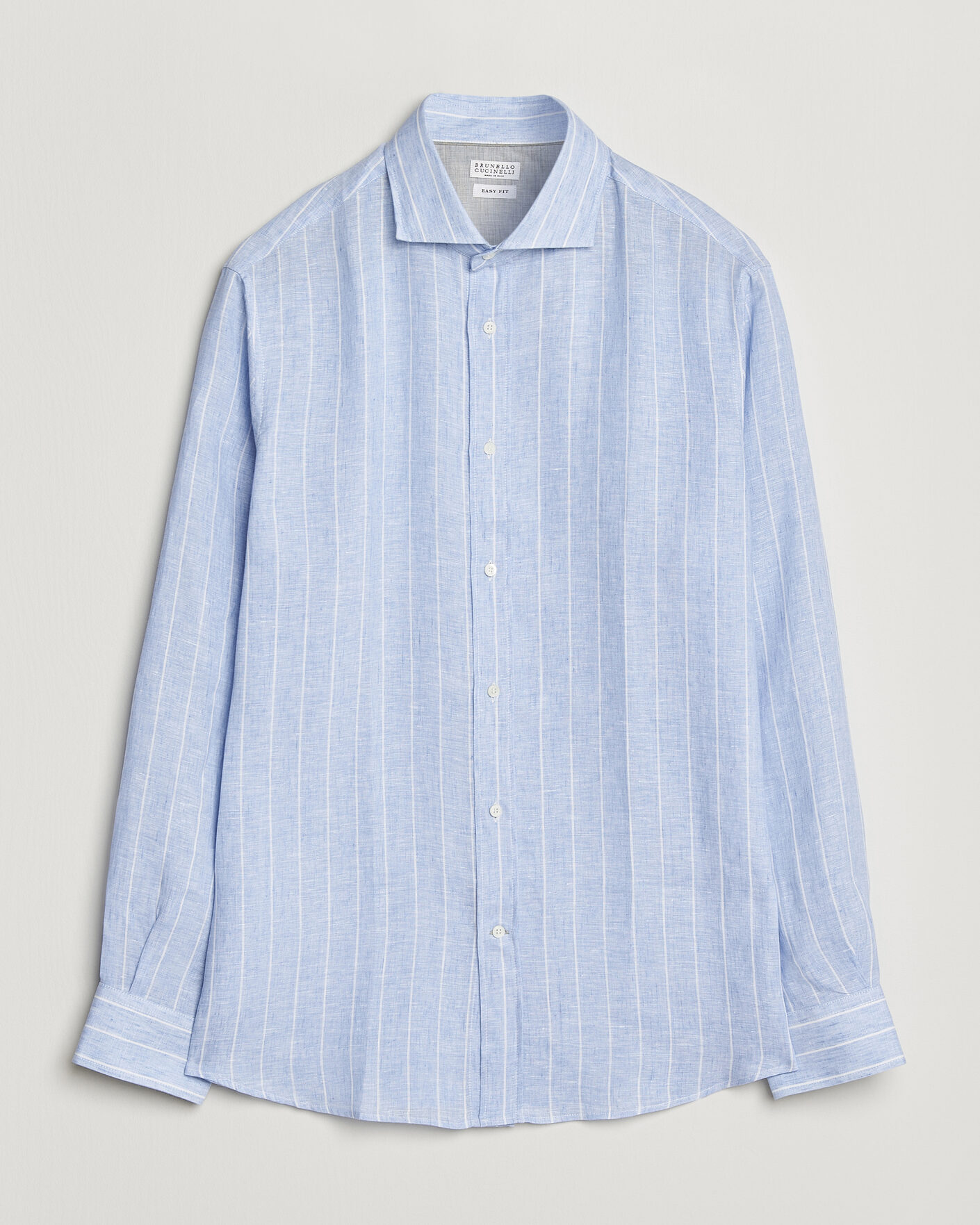 Heren | Overhemden | Brunello Cucinelli | Easy Fit Linen Shirt Light Blue Stripe