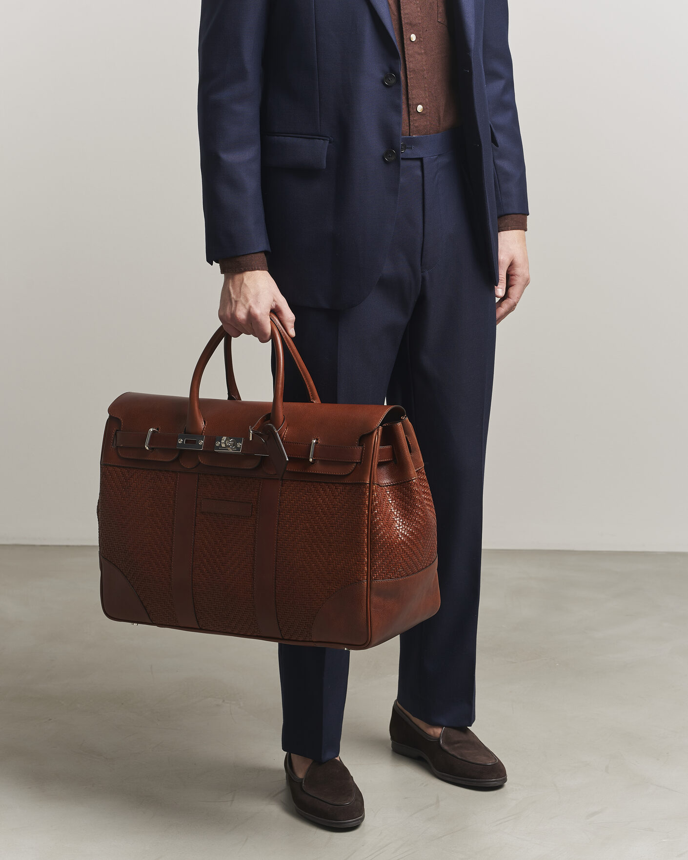 Heren | Tassen | Brunello Cucinelli | Woven Leather Duffle Bag Burnished Calf