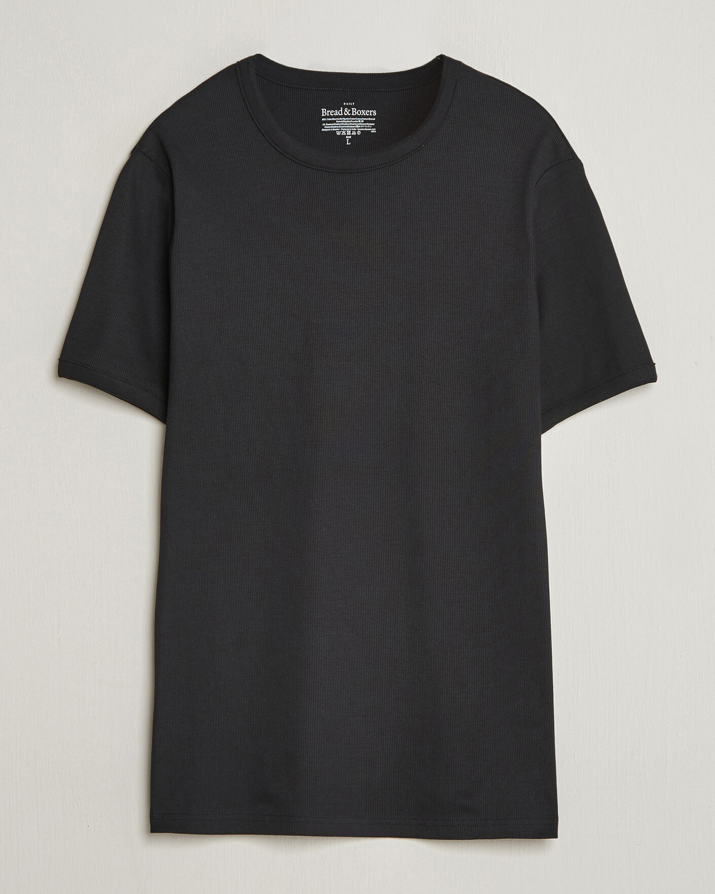 Heren | T-shirts | Bread & Boxers | Ribbed Crew Neck T-Shirt Black