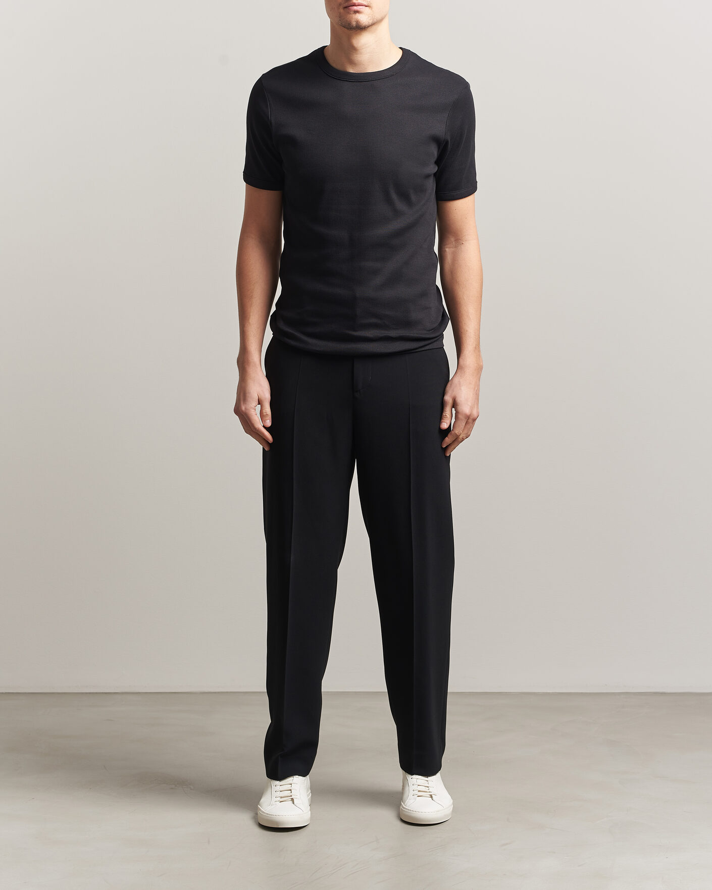 Heren | T-shirts | Bread & Boxers | Ribbed Crew Neck T-Shirt Black