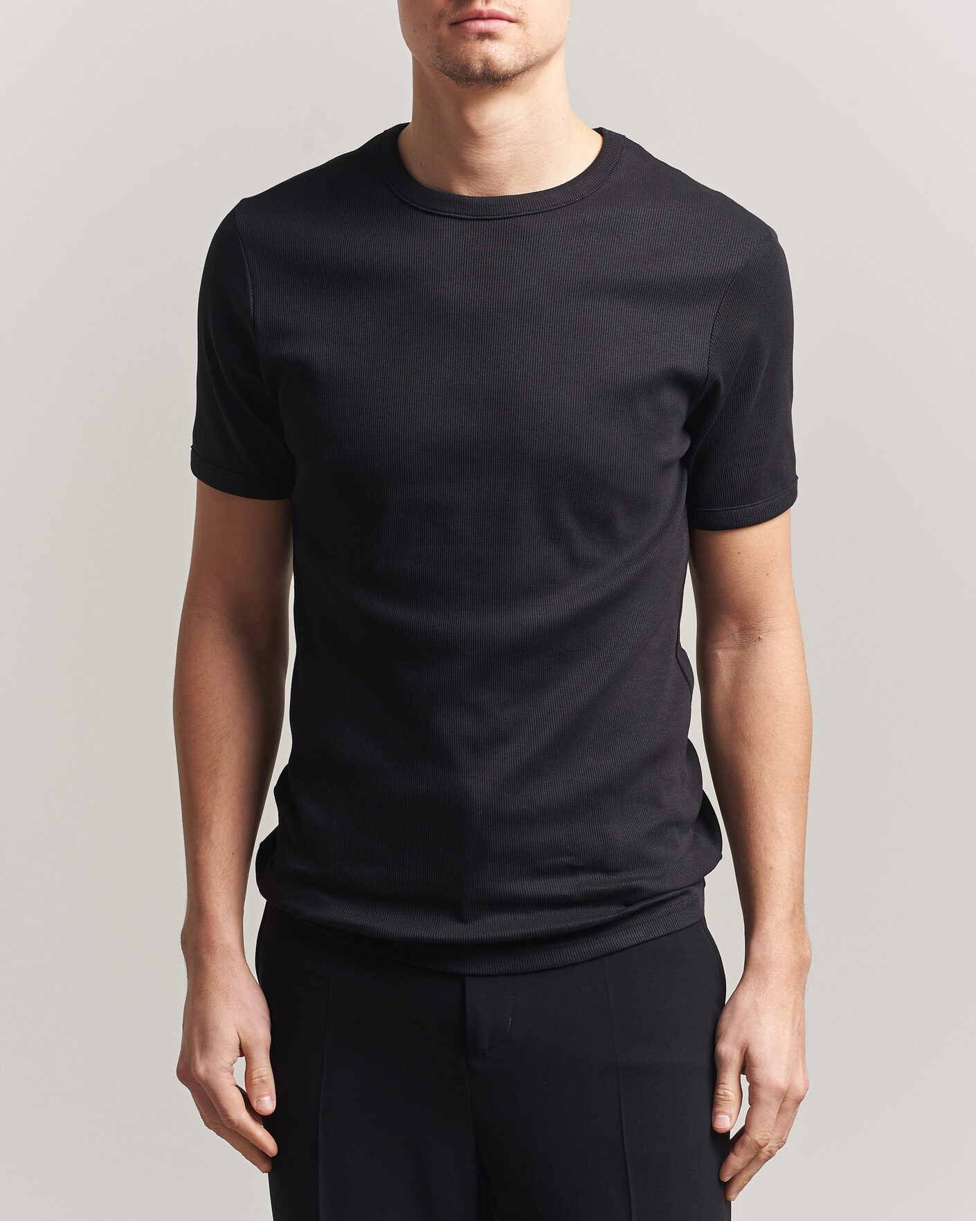 Heren | T-shirts | Bread & Boxers | Ribbed Crew Neck T-Shirt Black