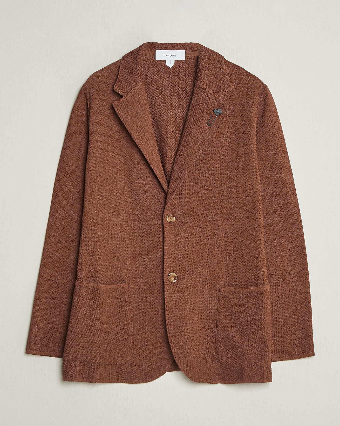 Heren | Blazers | Lardini | Structured Cotton/Viscose Knit Jacket Brown