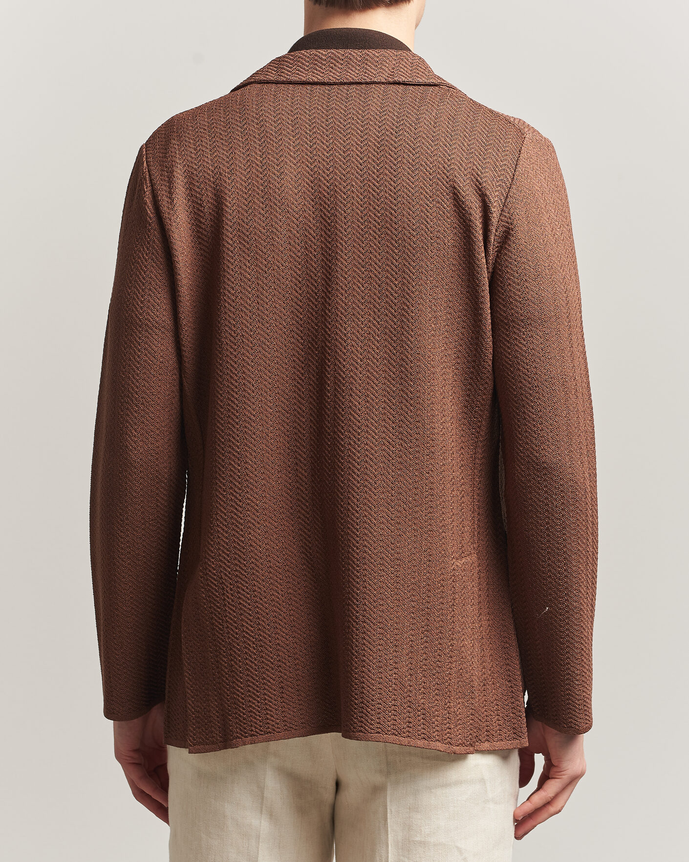 Heren | Blazers | Lardini | Structured Cotton/Viscose Knit Jacket Brown