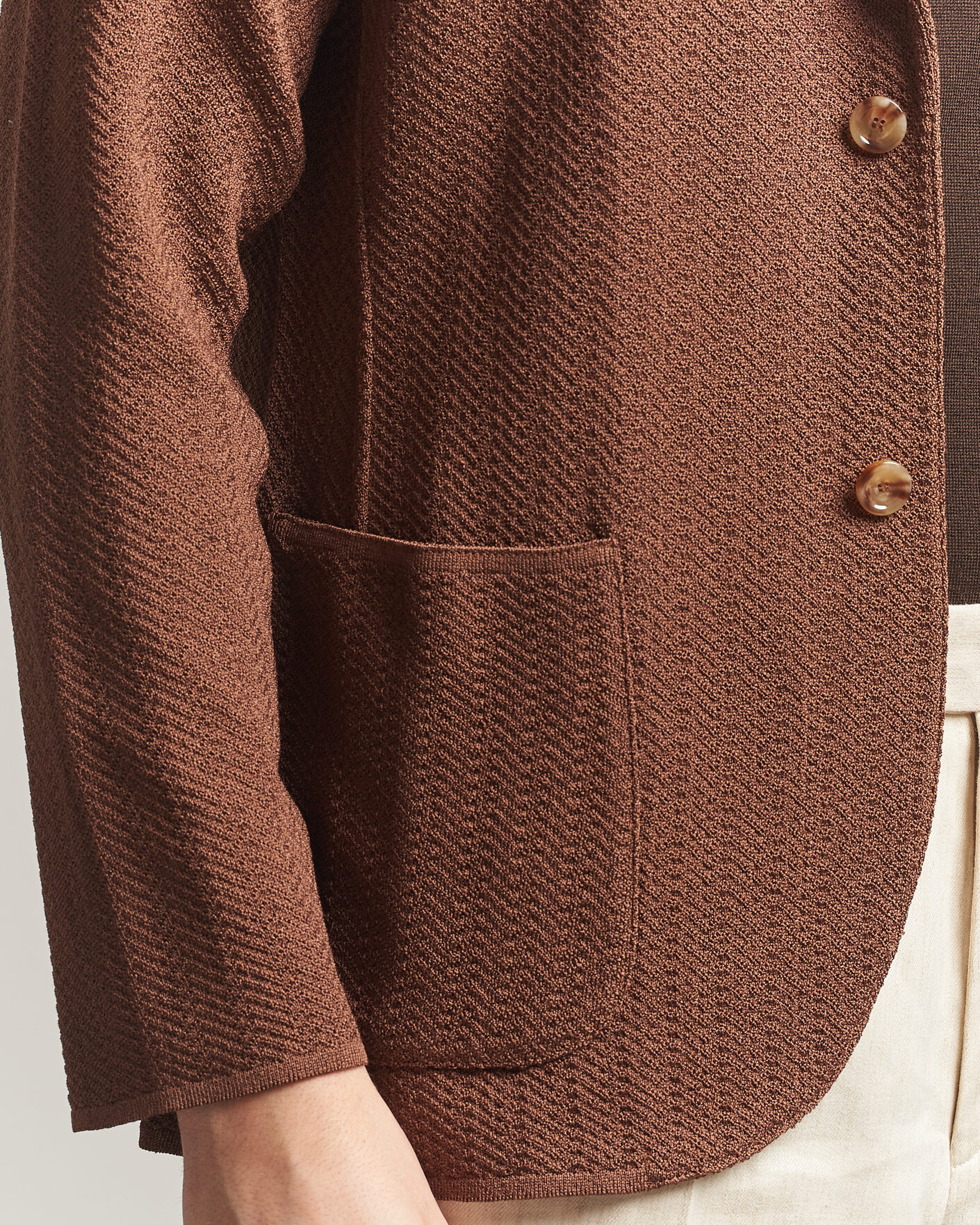 Heren | Blazers | Lardini | Structured Cotton/Viscose Knit Jacket Brown