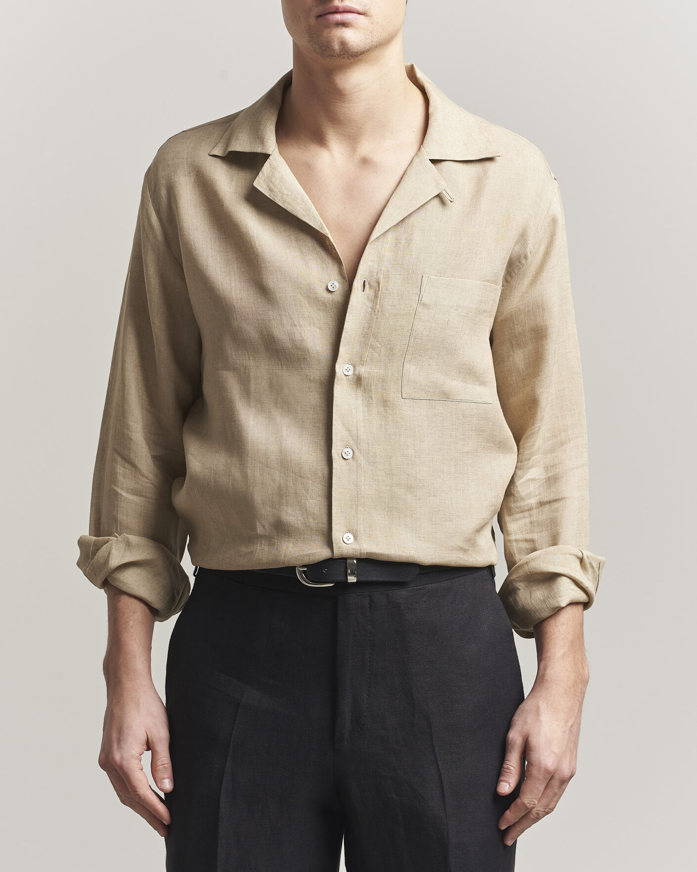Heren | Overhemden | Lardini | Paul Linen Resort Shirt Beige