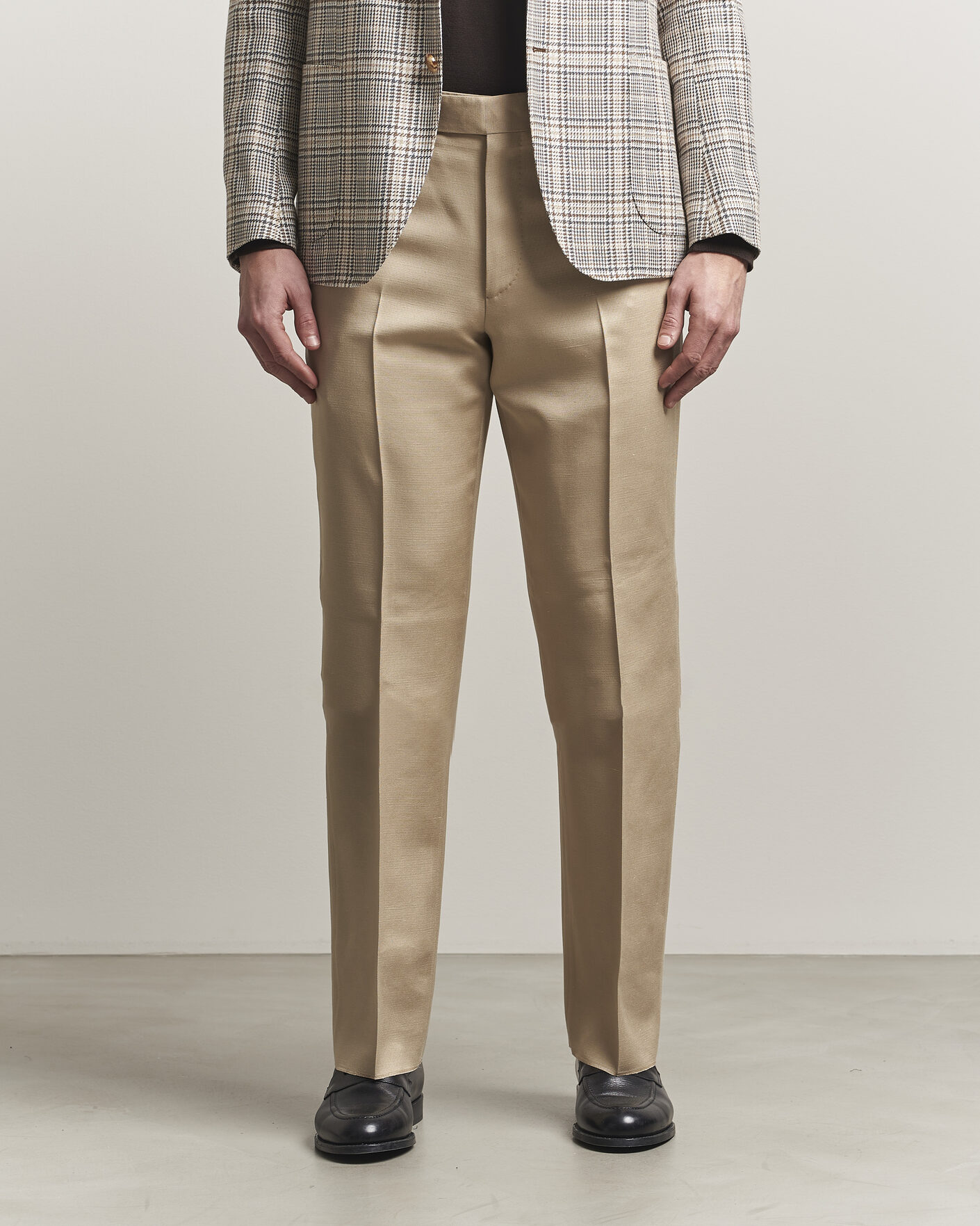 Heren | Broeken | Lardini | Palu Straight Fit Viscose/Silk Trousers Beige