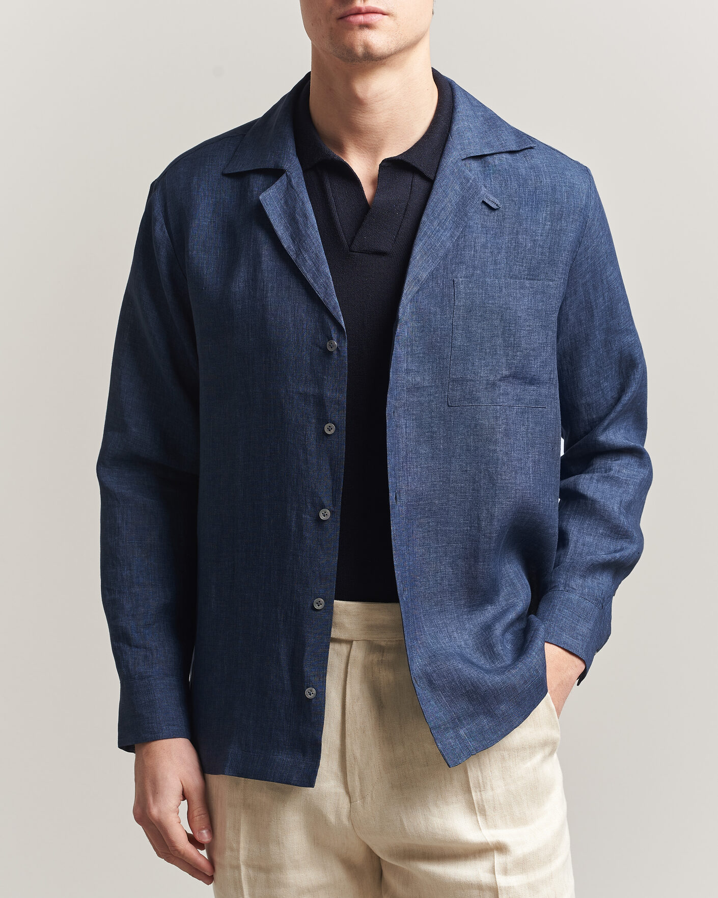 Heren | Overhemden | Lardini | Paul Linen Resort Shirt Dark Blue