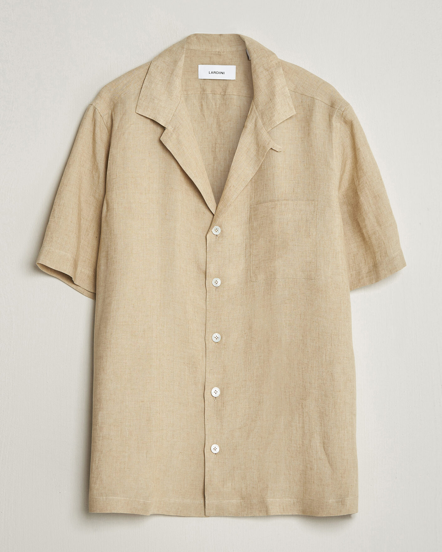 Heren | Overhemden | Lardini | Klop Short Sleeve Linen Resort Shirt Beige