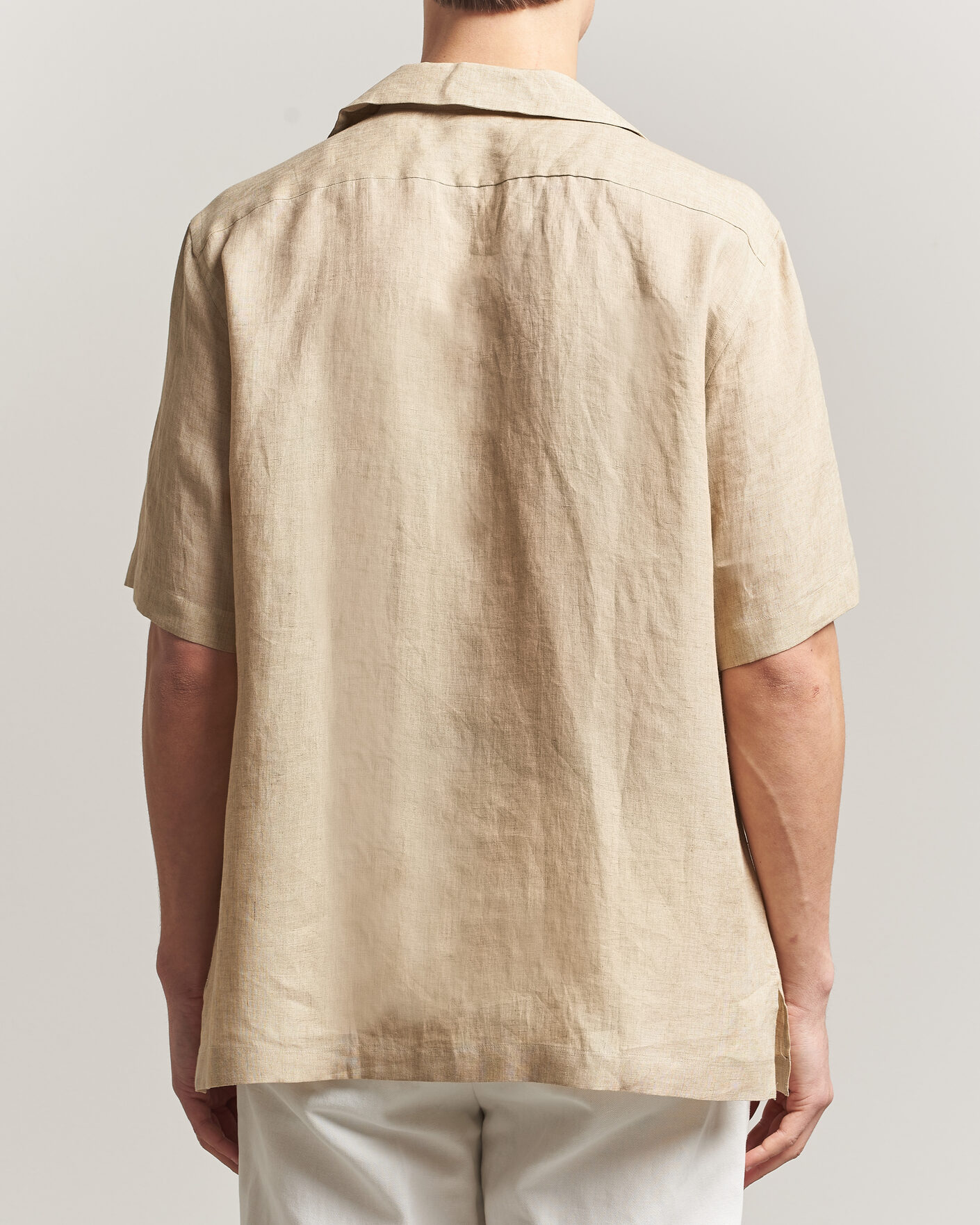 Heren | Overhemden | Lardini | Klop Short Sleeve Linen Resort Shirt Beige