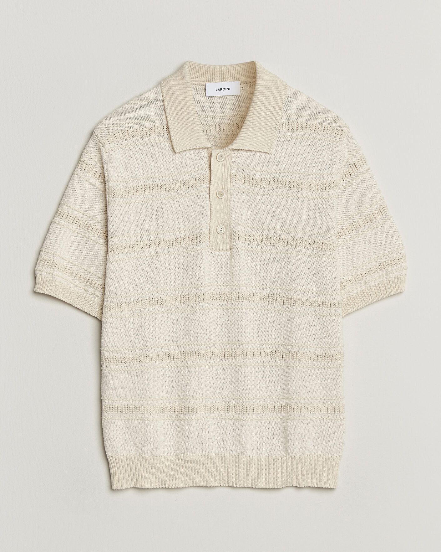 Heren | Polo's | Lardini | Strcture Knitted Organic/Recycled Cotton Polo White