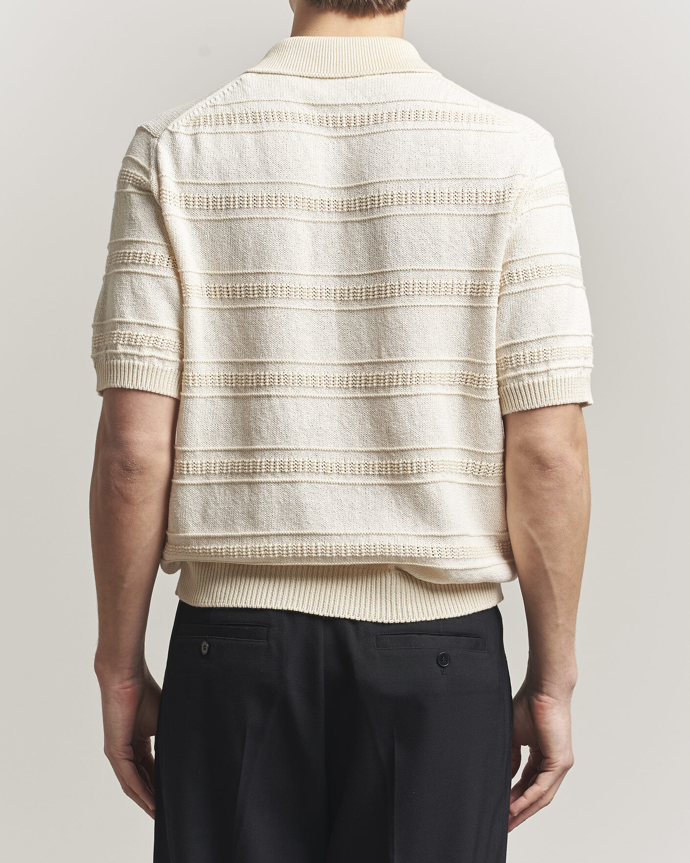 Heren | Polo's | Lardini | Strcture Knitted Organic/Recycled Cotton Polo White