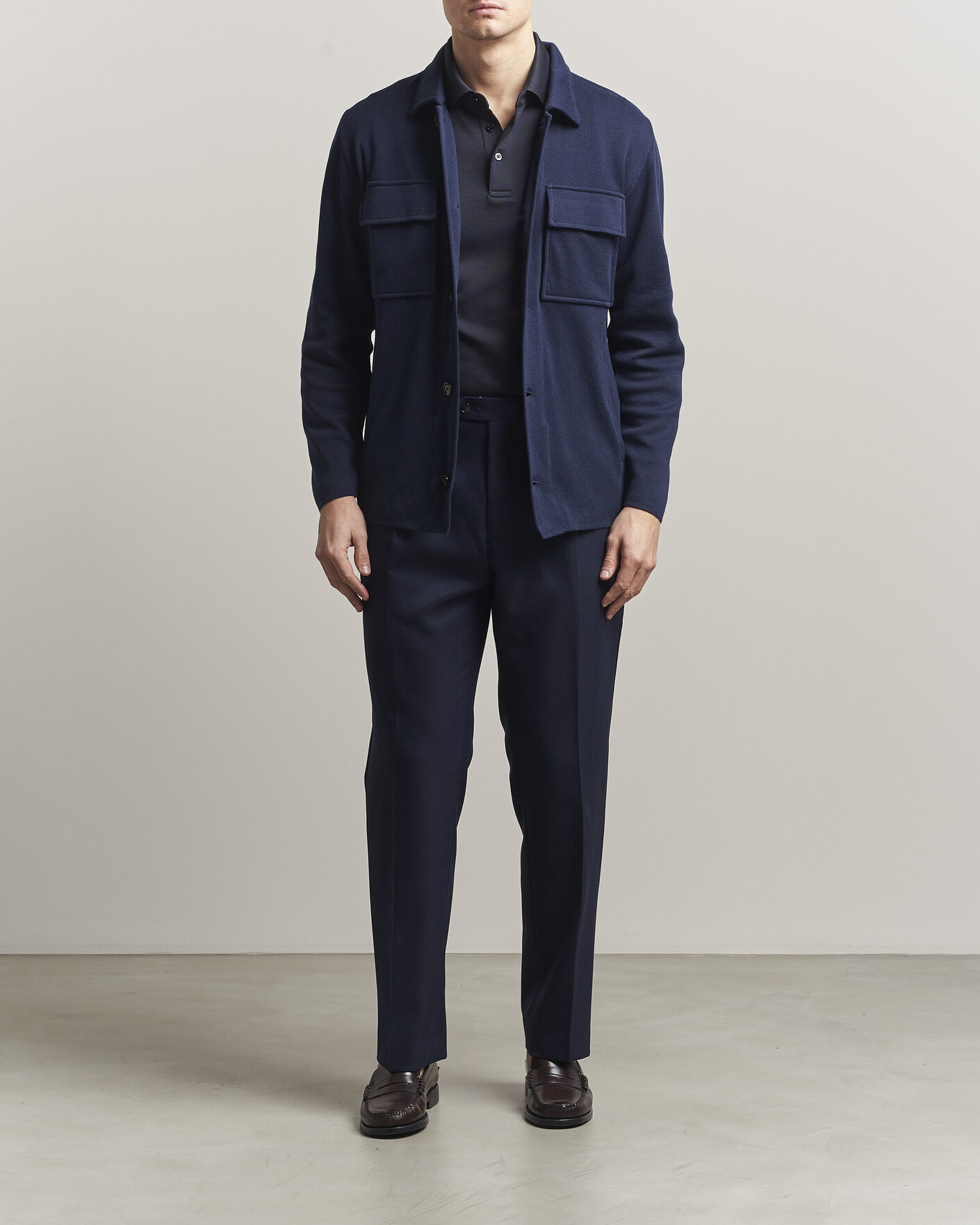 Heren | Jassen | Lardini | Knitted Cotton Pocket Shirt Jacket Navy