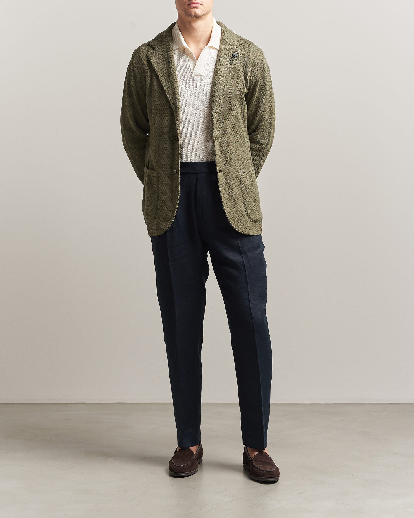 Heren | Blazers | Lardini | Knitted Structure Cotton Blazer Green