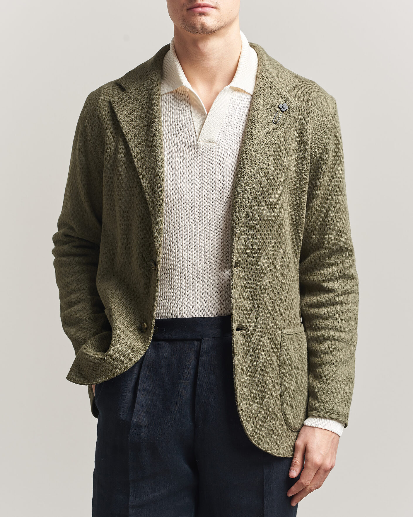 Heren | Blazers | Lardini | Knitted Structure Cotton Blazer Green