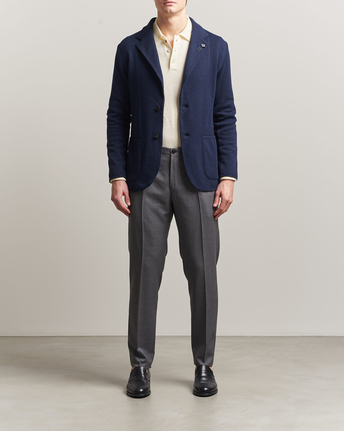 Heren | Blazers | Lardini | Knitted Structure Cotton Blazer Navy