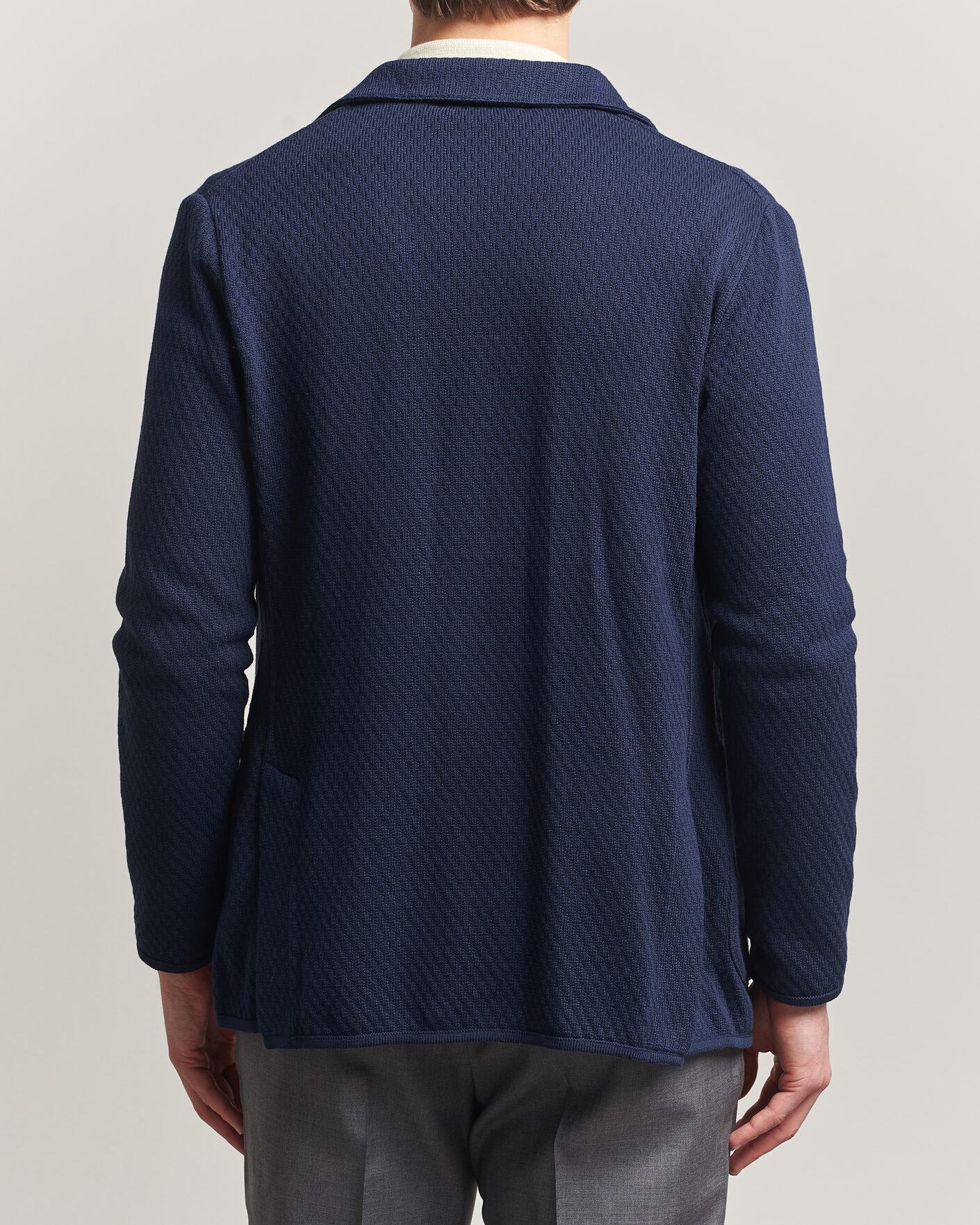 Heren | Blazers | Lardini | Knitted Structure Cotton Blazer Navy