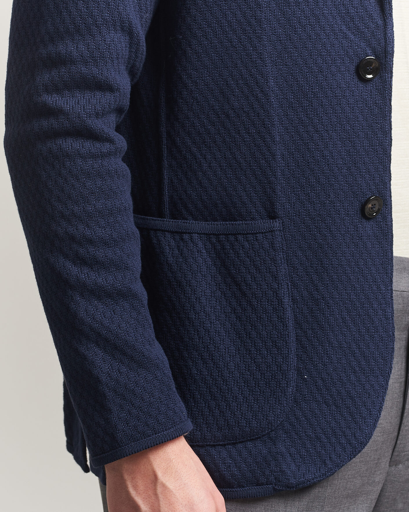 Heren | Blazers | Lardini | Knitted Structure Cotton Blazer Navy