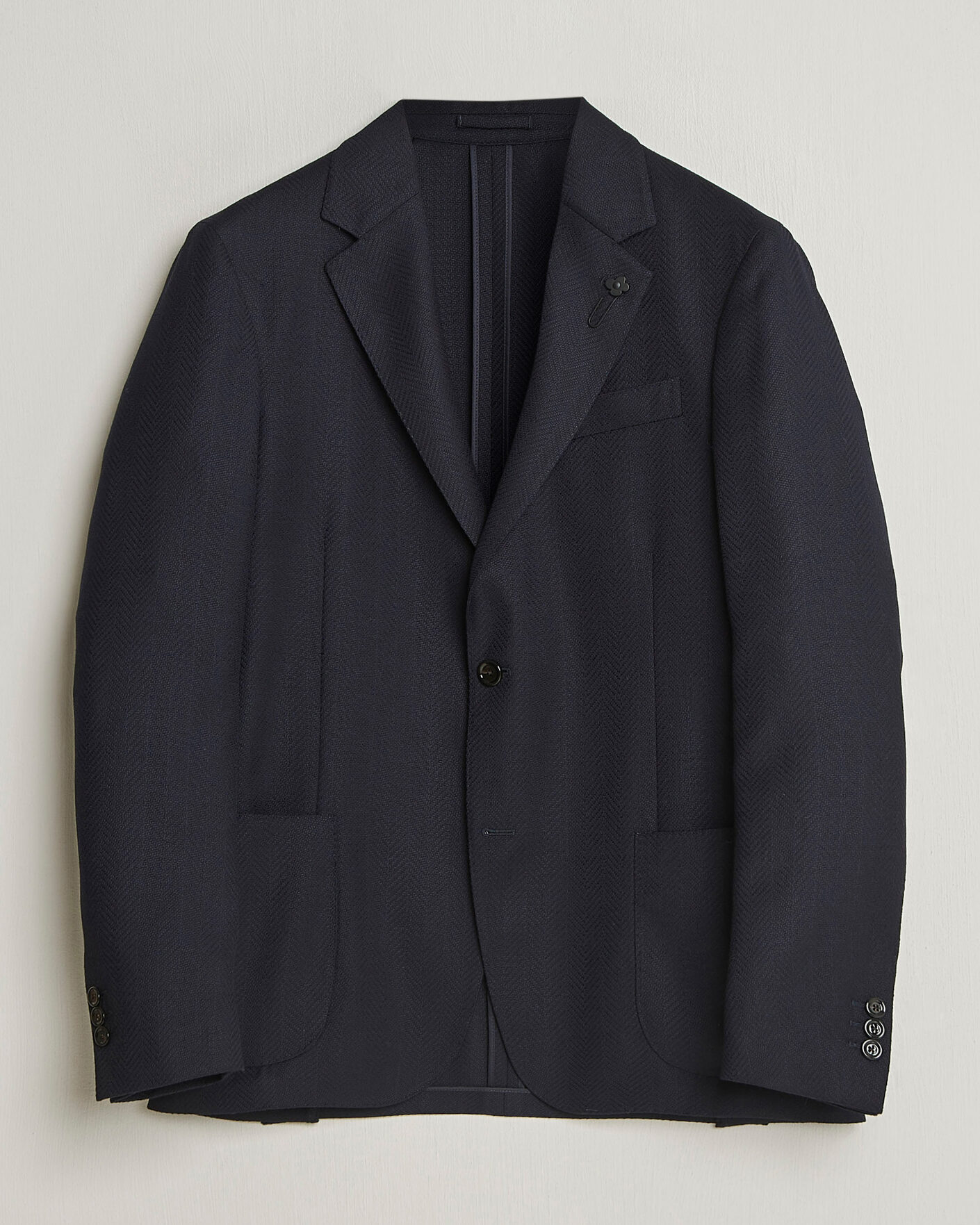 Heren | Blazers | Lardini | Herringbone Light Wool Blazer Navy
