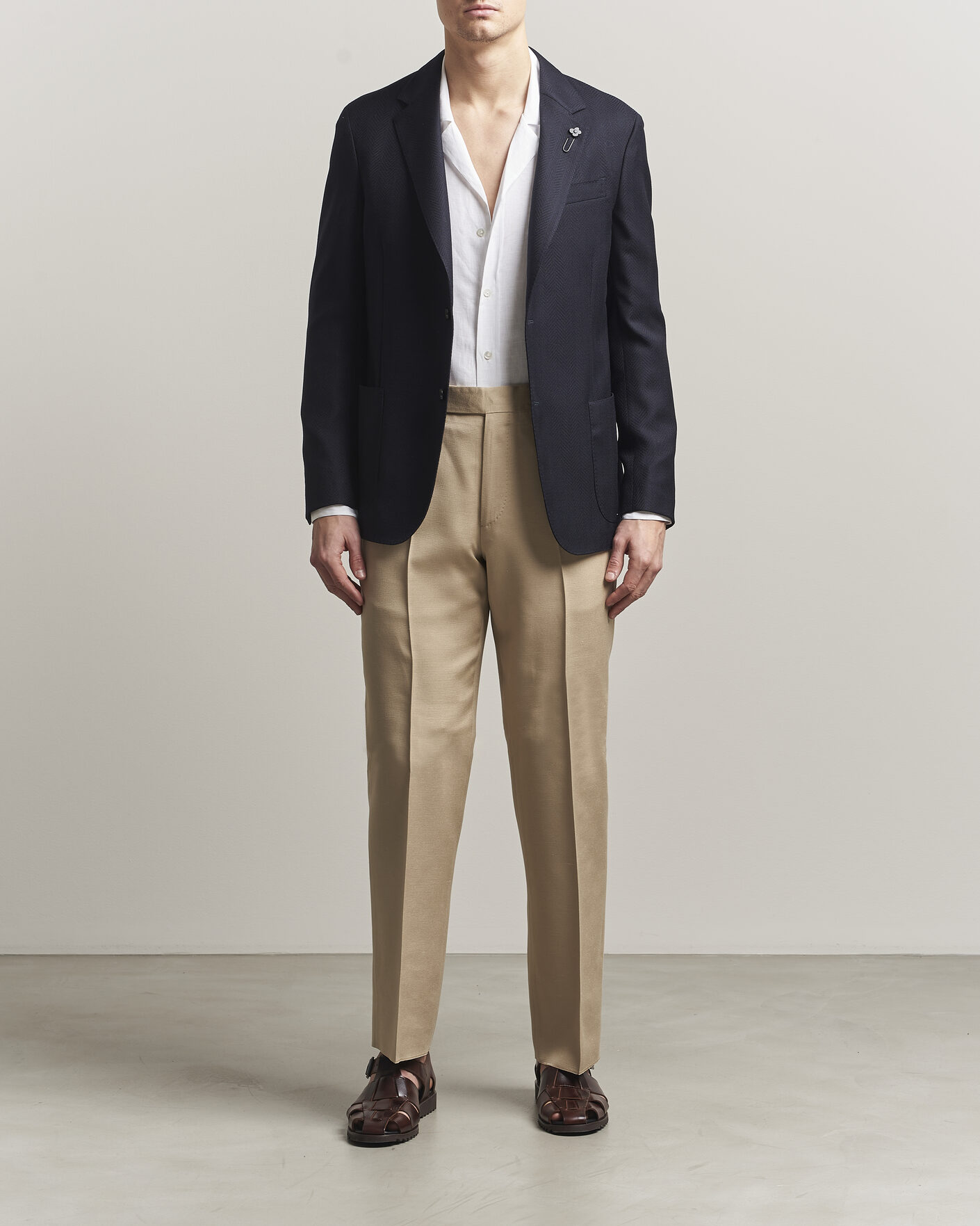 Heren | Blazers | Lardini | Herringbone Light Wool Blazer Navy