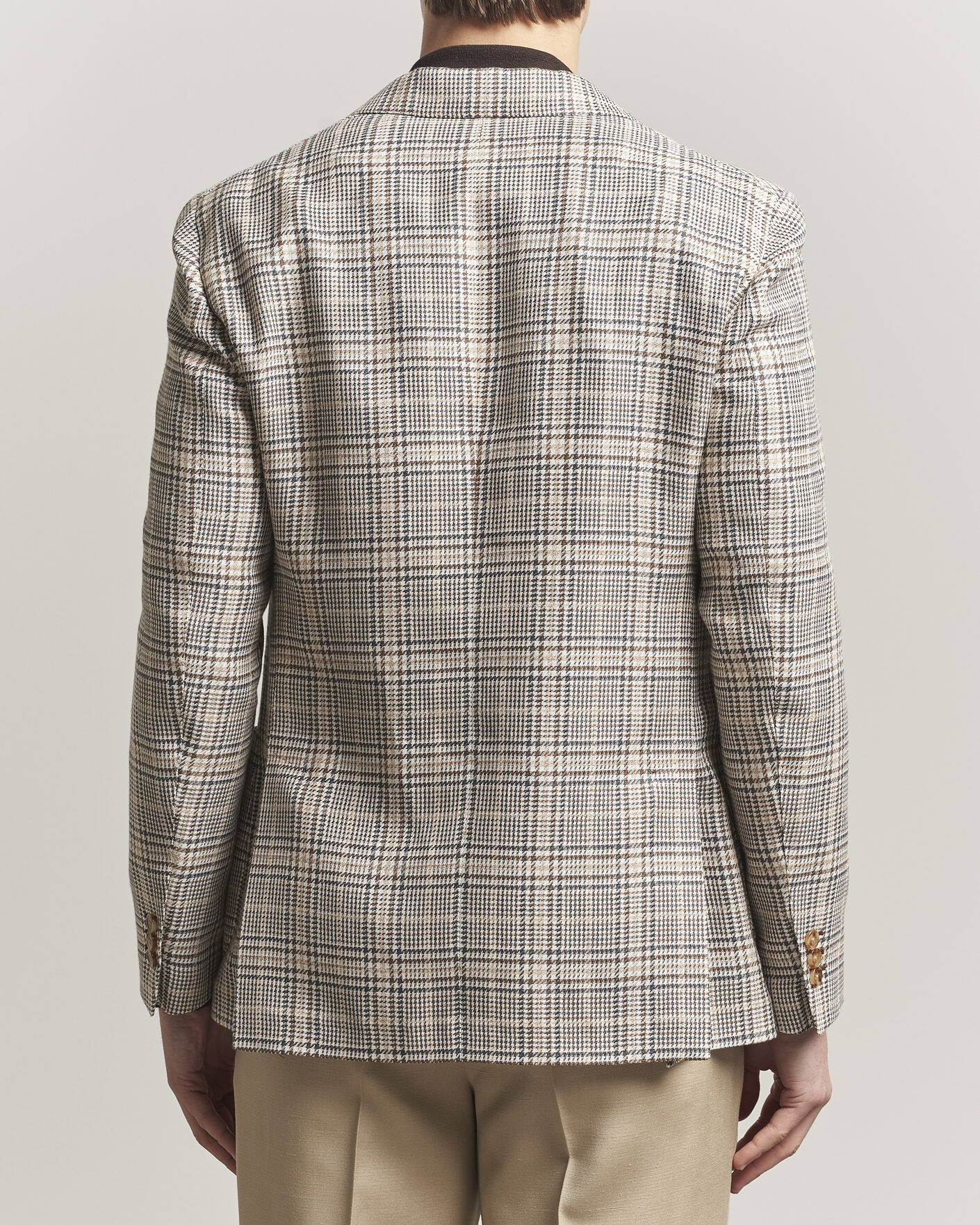 Heren | Blazers | Lardini | Multi Check Cotton/Linen Blazer Beige