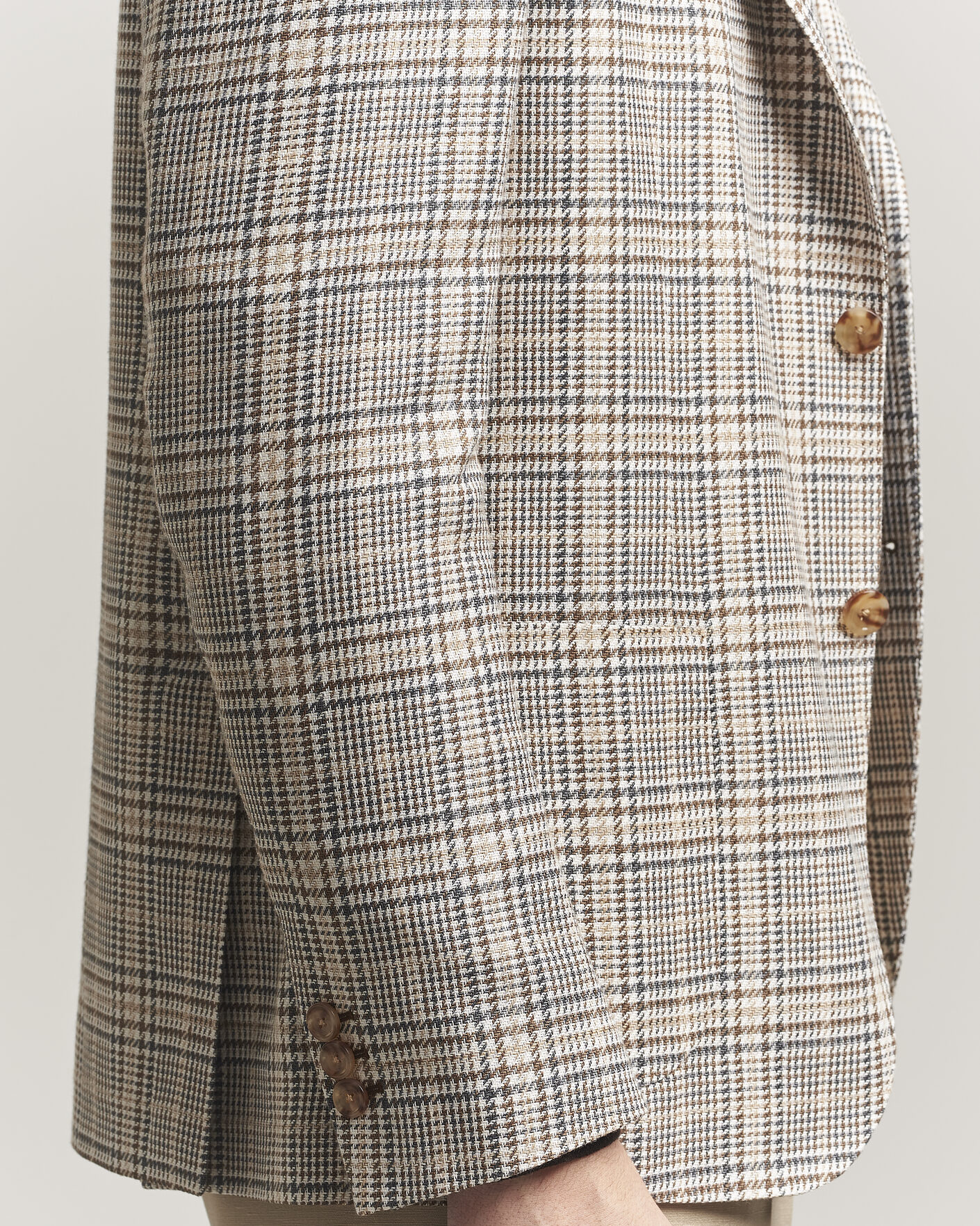 Heren | Blazers | Lardini | Multi Check Cotton/Linen Blazer Beige
