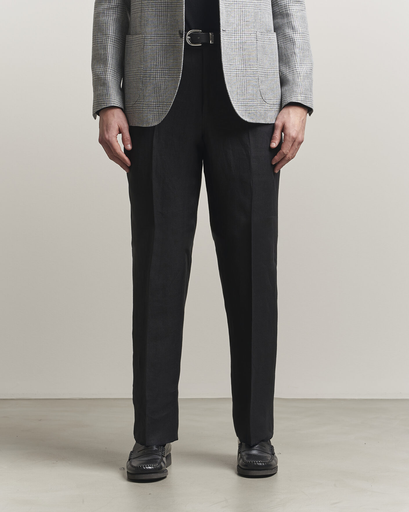 Heren | Broeken | Lardini | Palu Straight Fit Linen Trousers Black