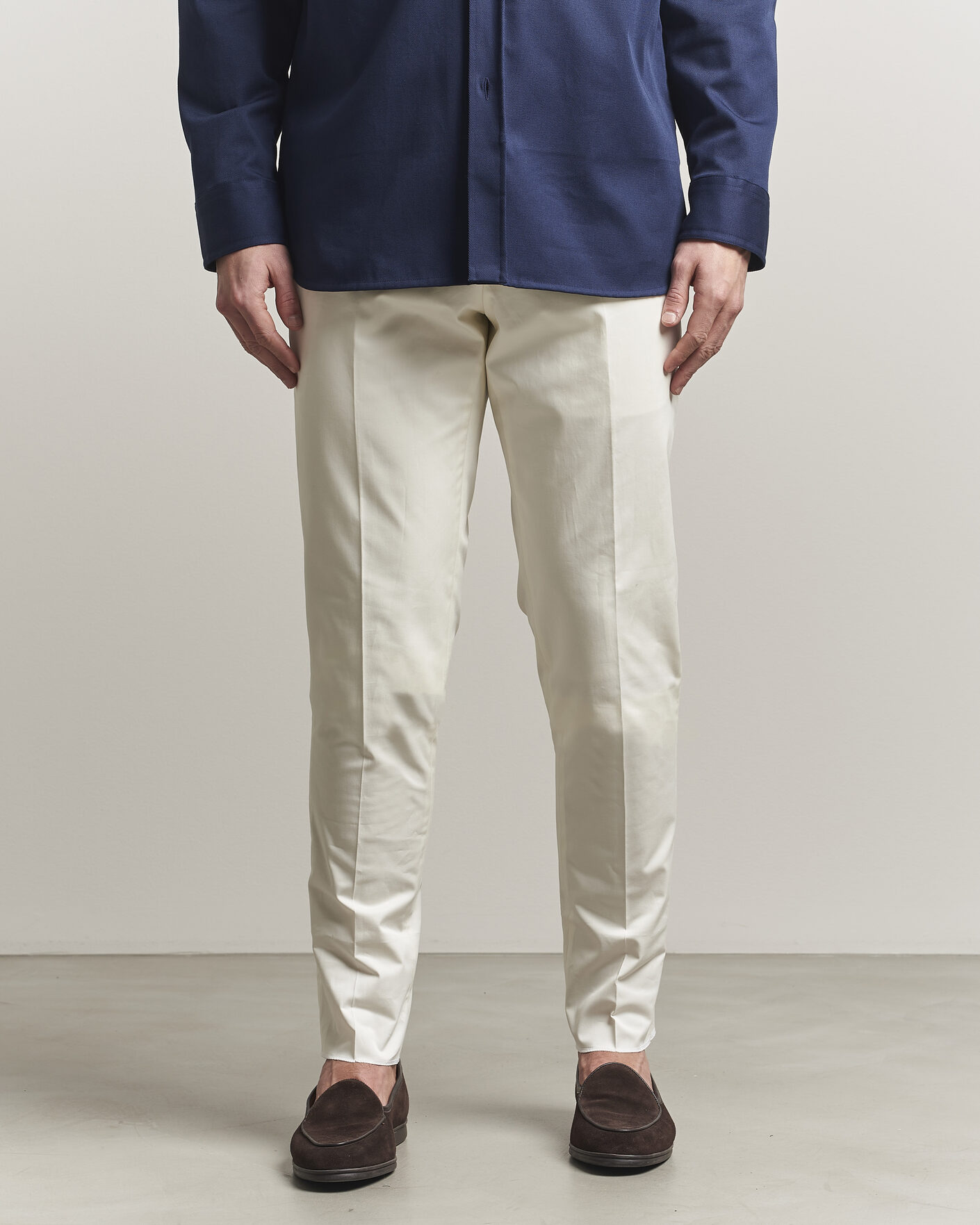 Heren | Broeken | Lardini | Lyon Cotton Twill Stretch Trousers White