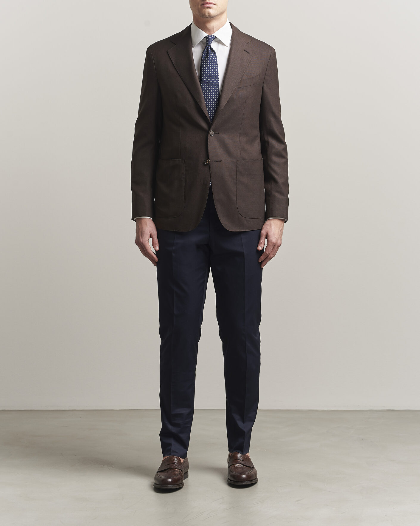 Heren | Broeken | Lardini | Lyon Cotton Twill Stretch Trousers Navy