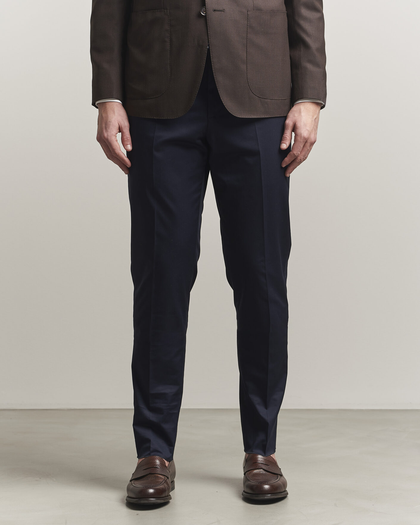 Heren | Broeken | Lardini | Lyon Cotton Twill Stretch Trousers Navy